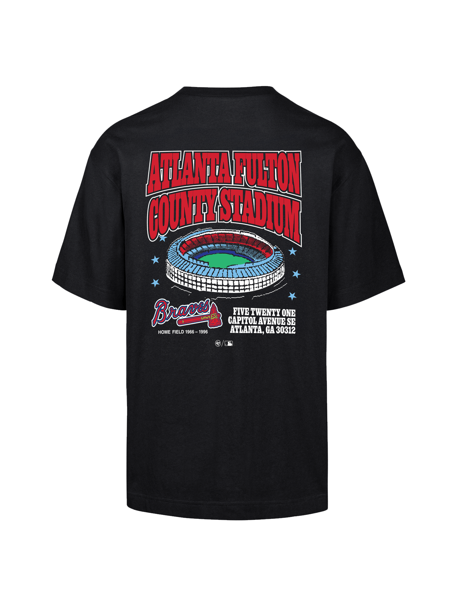 47 Brand T-Shirts Atlanta Braves '47 MLB Stadium Vintage Foundation T-Shirt - Black