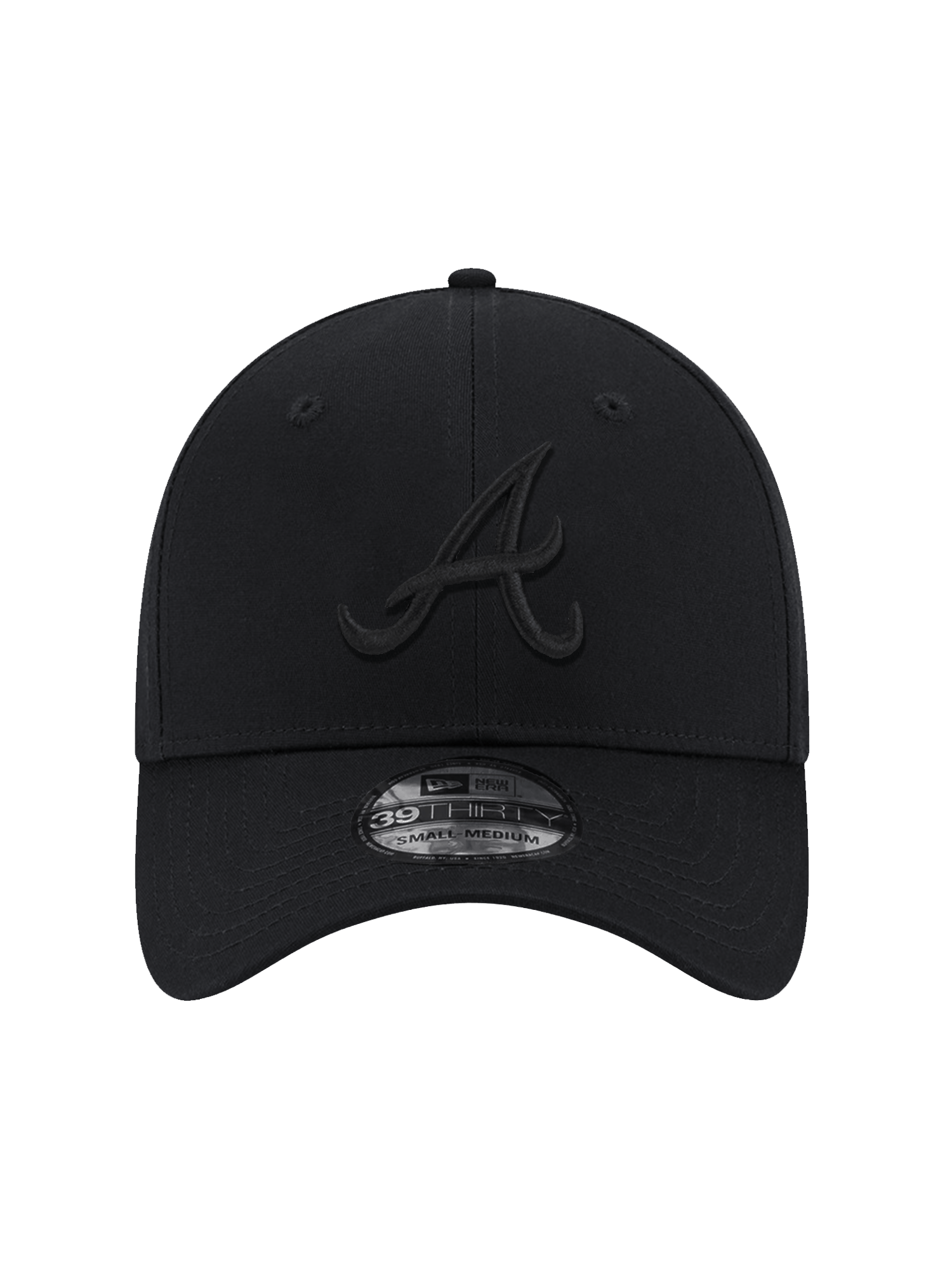 New Era Caps Atlanta Braves New Era MLB Black On Black 39THIRTY Stretch-Fit Hat