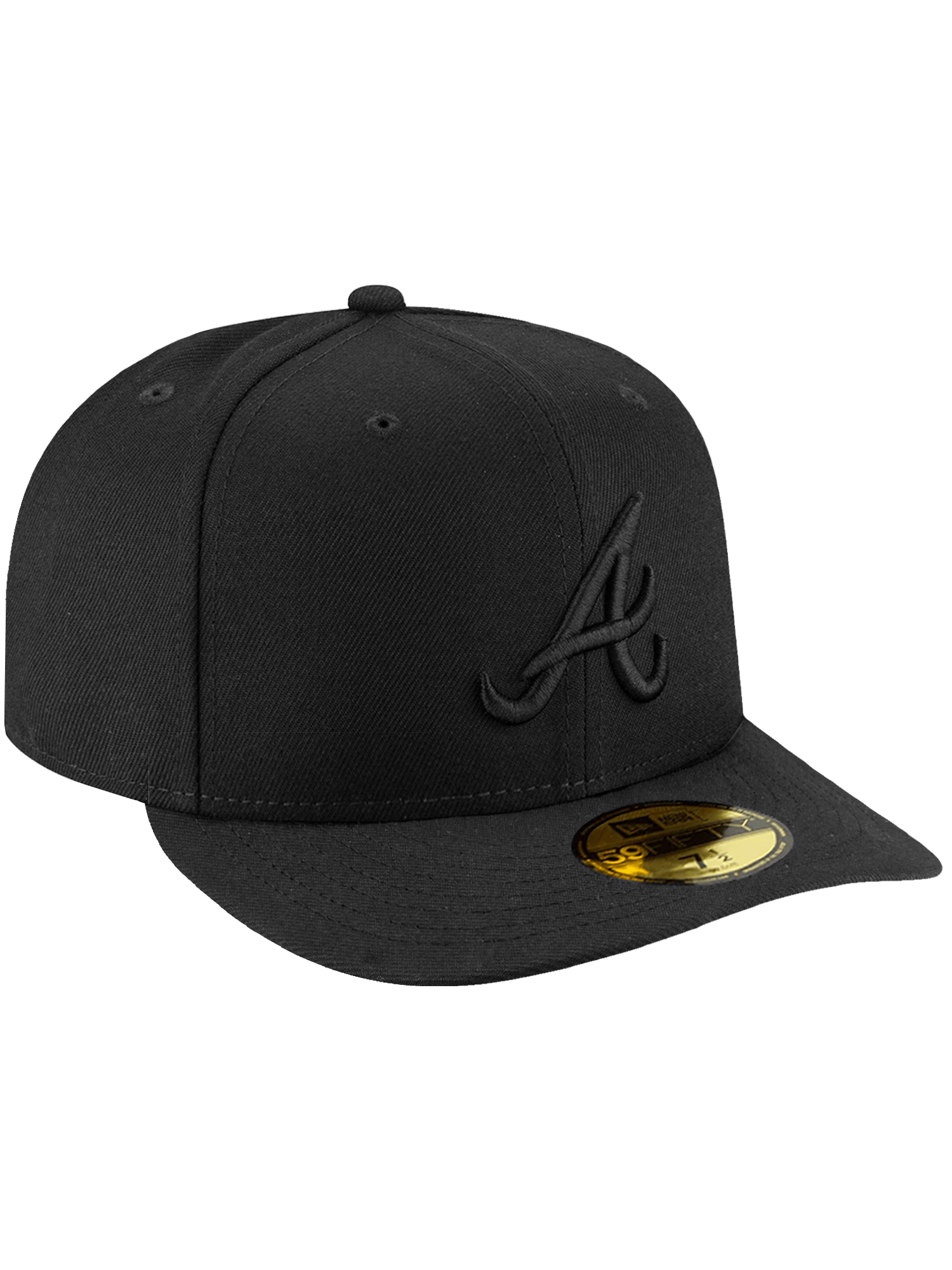 New Era Caps Atlanta Braves New Era MLB Black On Black 59FIFTY Pre-Curved Fitted Hat