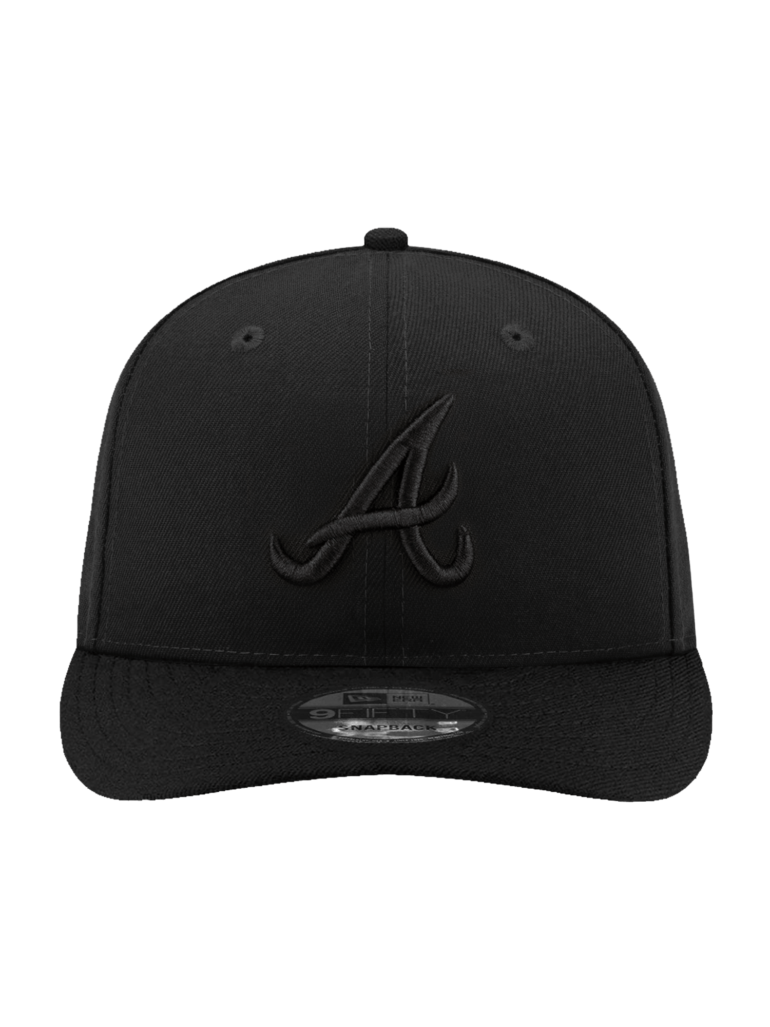 New Era Caps OSFA Atlanta Braves New Era MLB Black On Black 9FIFTY Pre-Curved Snapback Hat