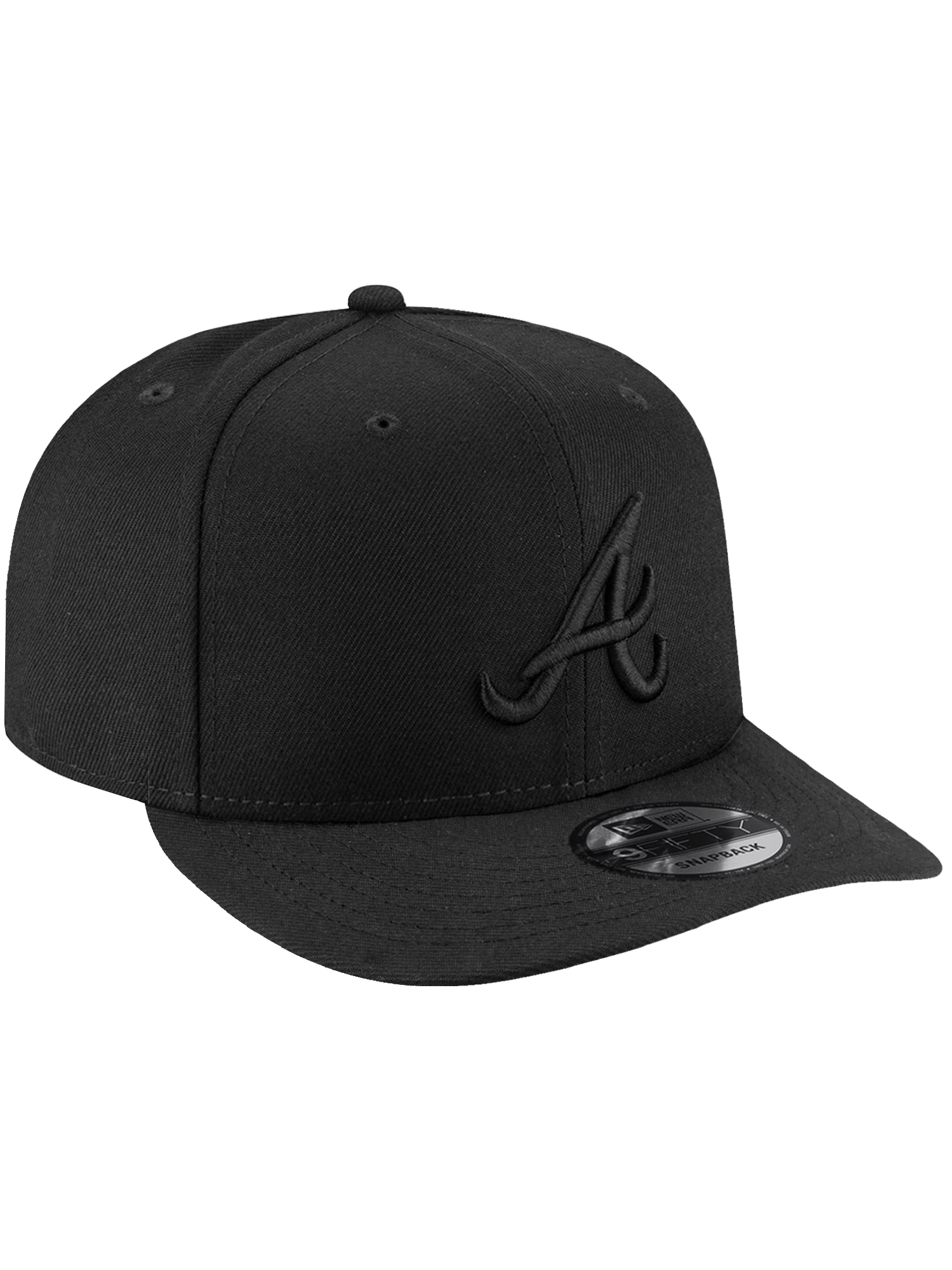New Era Caps OSFA Atlanta Braves New Era MLB Black On Black 9FIFTY Pre-Curved Snapback Hat