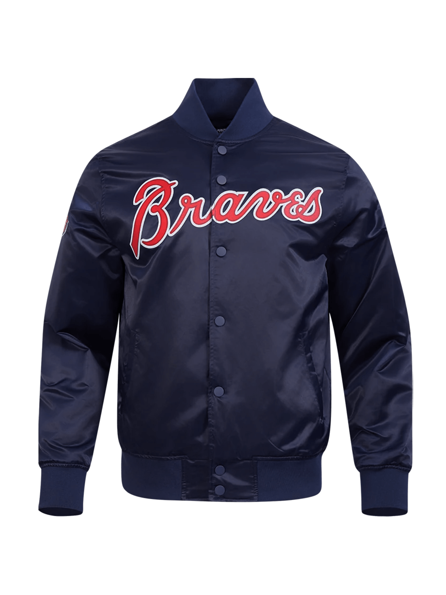 Pro Standard Jackets Atlanta Braves Pro Standard MLB Team Classic Satin Button Jacket - Navy