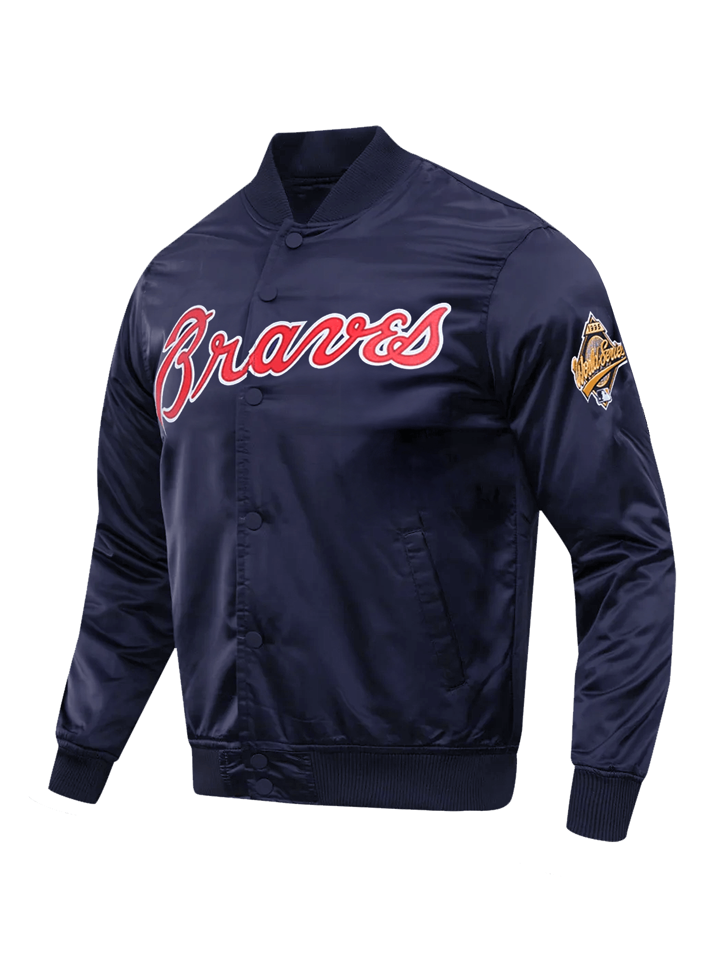 Pro Standard Jackets Atlanta Braves Pro Standard MLB Team Classic Satin Button Jacket - Navy