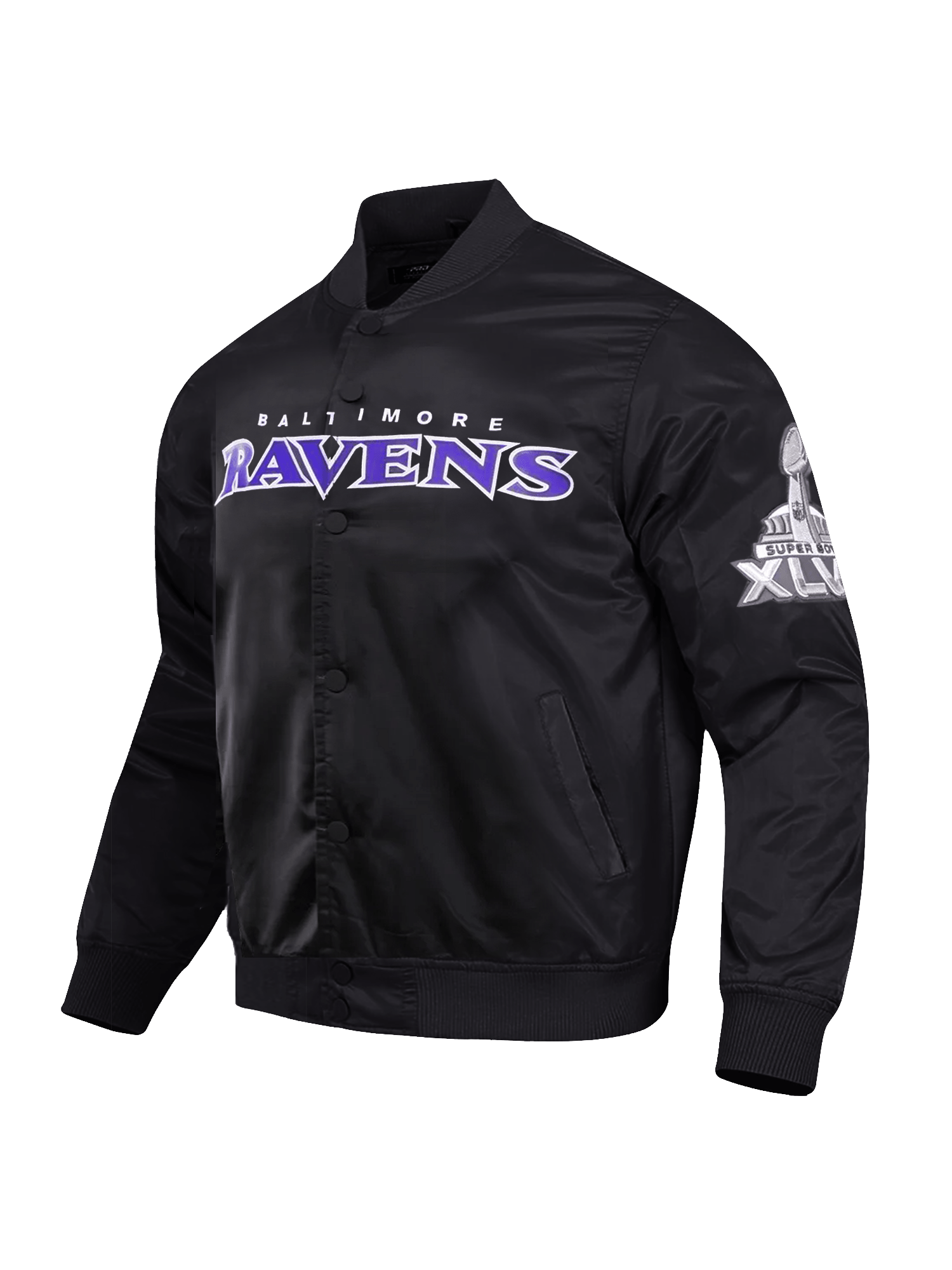 Pro Standard Jackets Baltimore Ravens Pro Standard NFL Team Classic Satin Button Jacket- Black