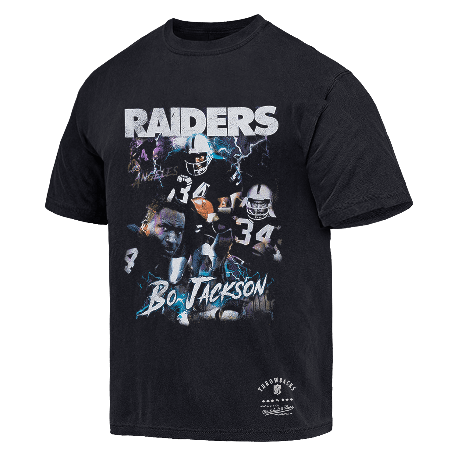 Mitchell And Ness T-Shirts Bo Jackson Las Vegas Raiders Mitchell & Ness NFL Montage Vintage T-Shirt - Black