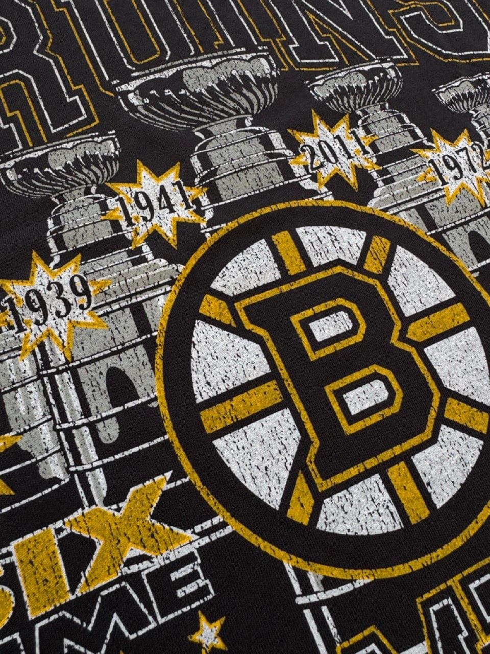 Mitchell And Ness T-Shirts Boston Bruins Mitchell & Ness NHL 6 x Stanley Cup Vintage T-Shirt - Washed Black