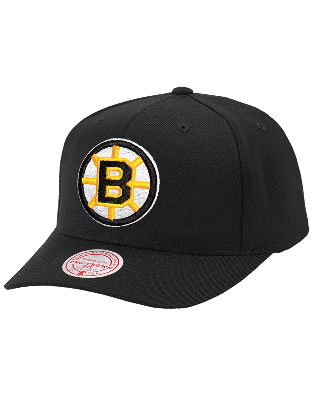 Mitchell And Ness Caps Boston Bruins Mitchell & Ness NHL Team 2.0 Pro Crown Snapback Hat - Black