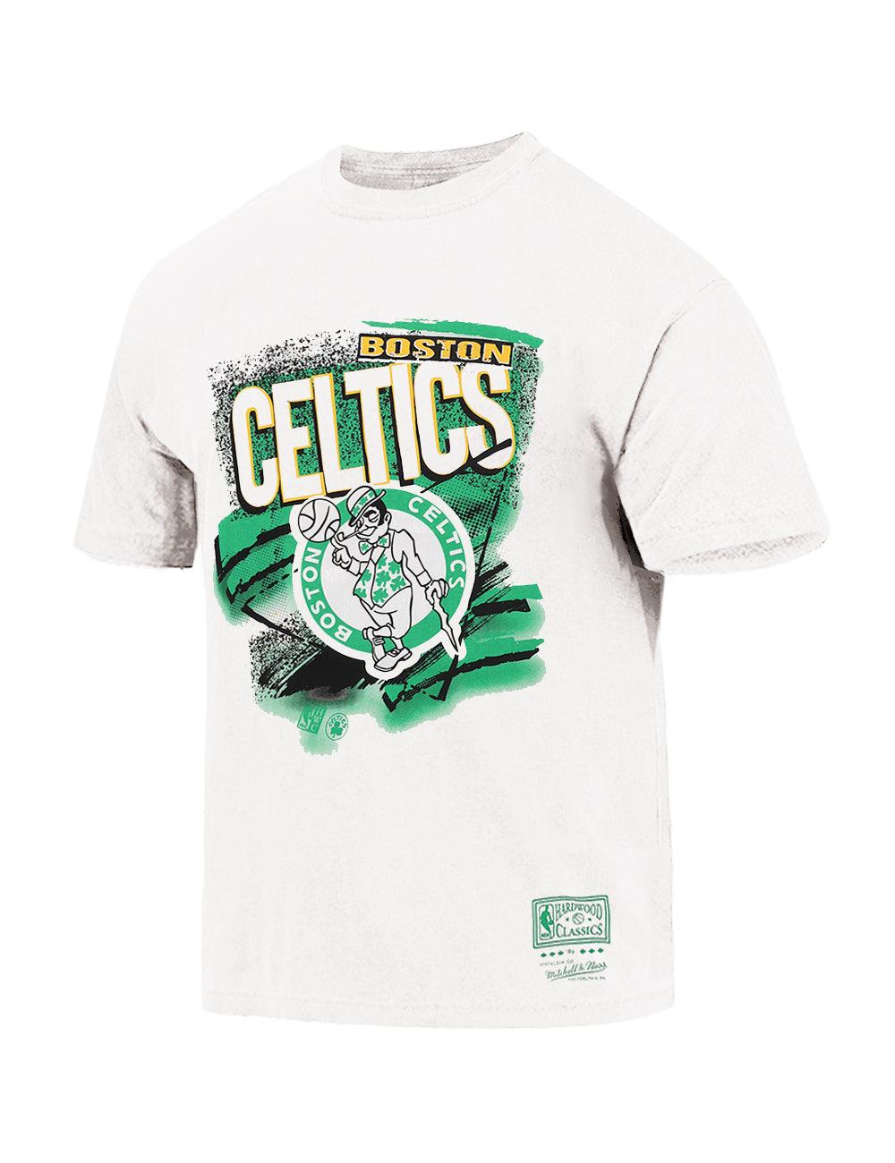 Mitchell And Ness T-Shirts Boston Celtics Mitchell & Ness NBA Abstract Vintage T-Shirt - Vintage White