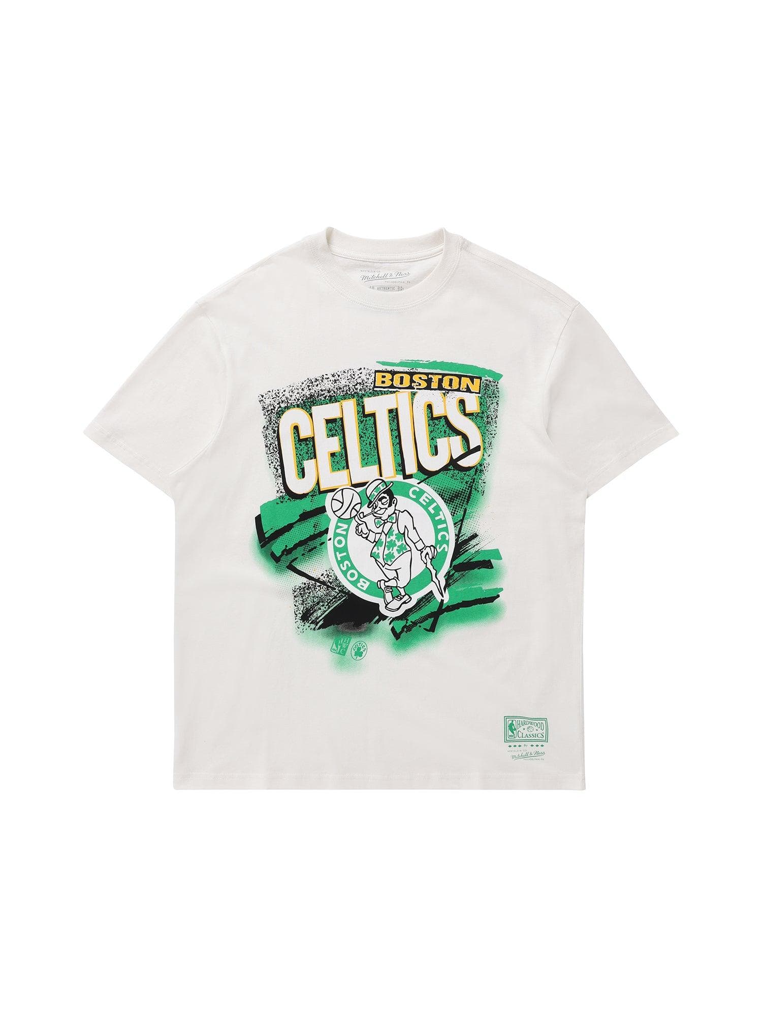 Mitchell And Ness T-Shirts Boston Celtics Mitchell & Ness NBA Abstract Vintage T-Shirt - Vintage White