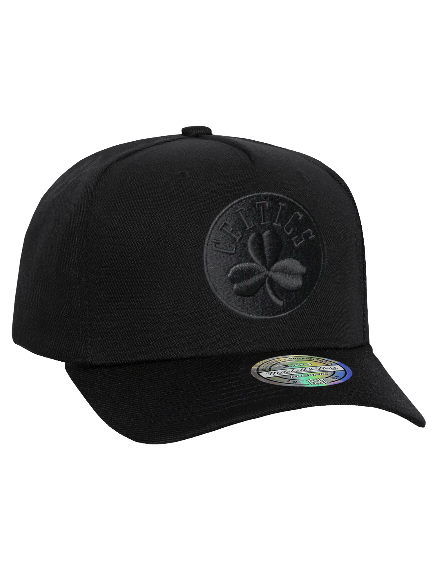 Mitchell And Ness Caps Boston Celtics Mitchell & Ness NBA Black On Black 110 Flex Snapback Hat