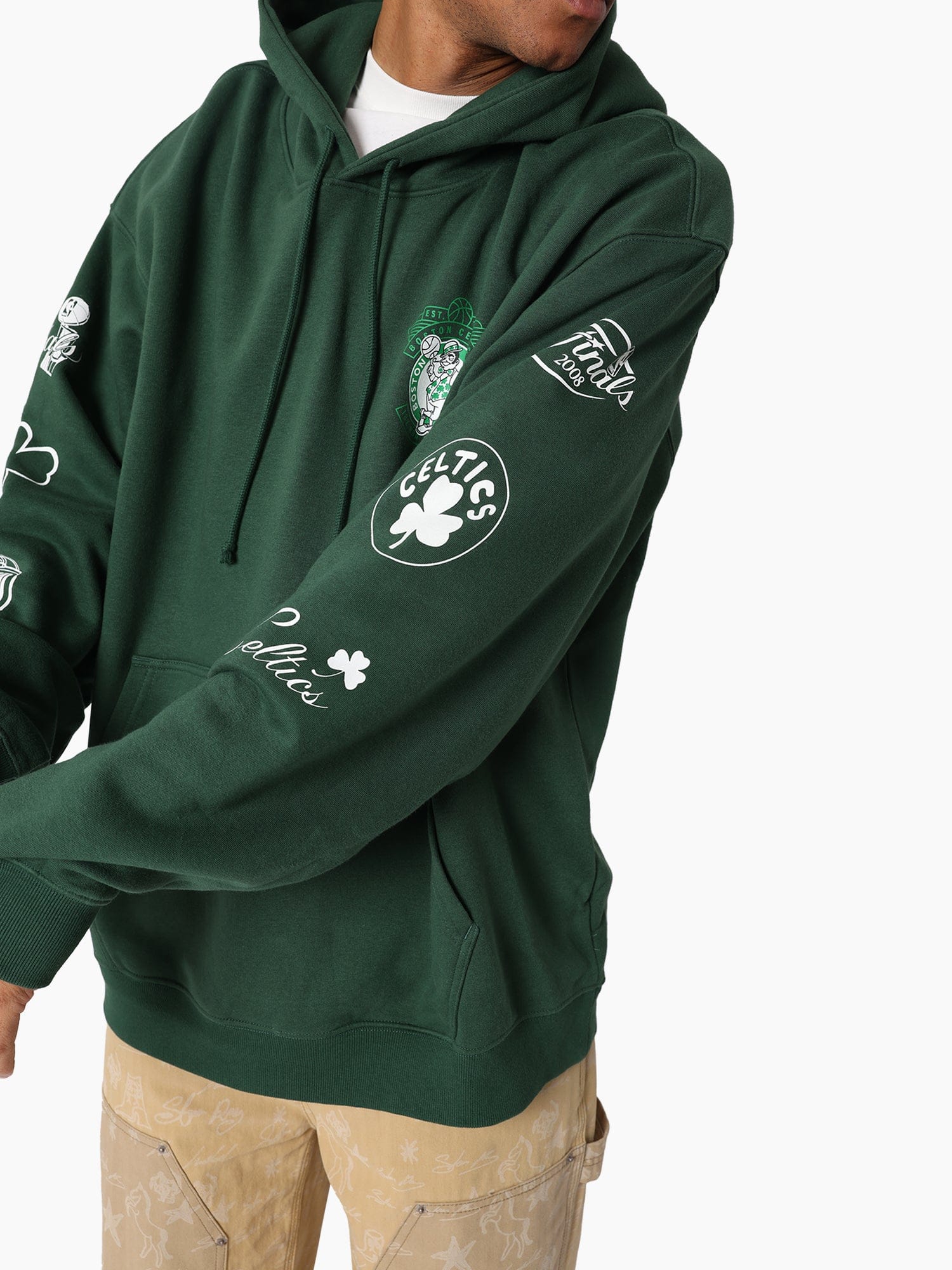 Mitchell And Ness Jumpers Boston Celtics Mitchell & Ness NBA Champs History Vintage Hoodie Jumper - Green