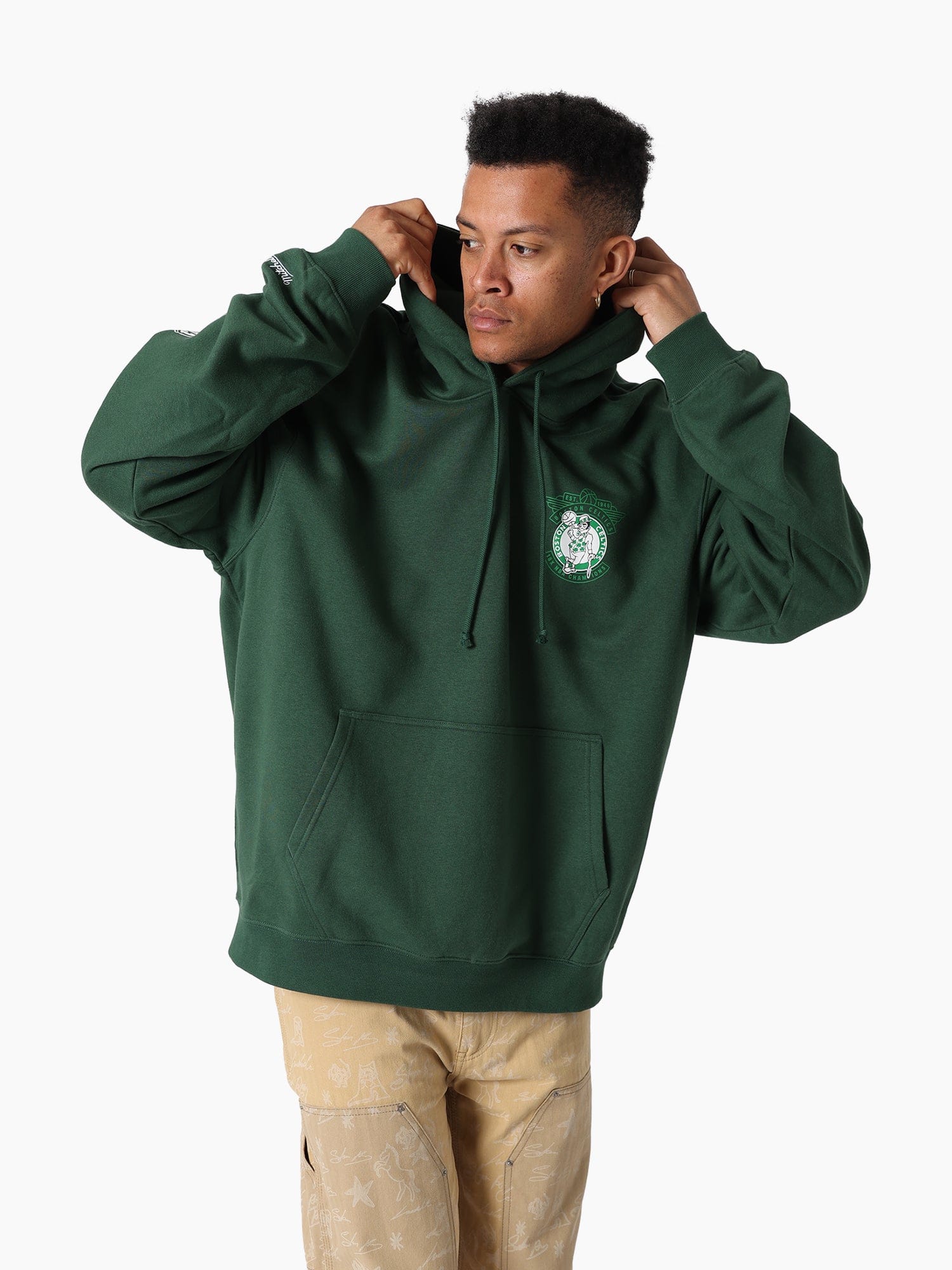 Mitchell And Ness Jumpers Boston Celtics Mitchell & Ness NBA Champs History Vintage Hoodie Jumper - Green