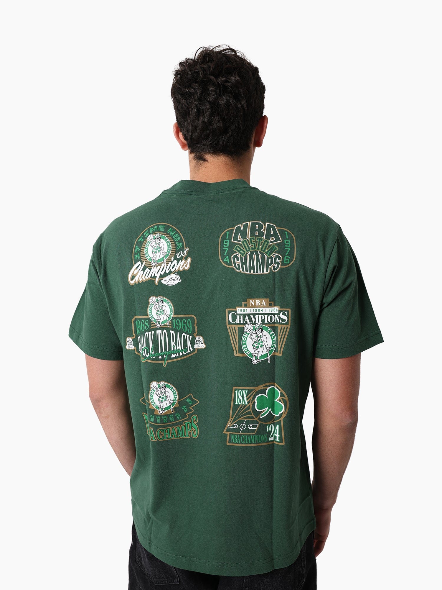 Mitchell And Ness T-Shirts Boston Celtics Mitchell & Ness NBA Champs History Vintage T-Shirt - Green