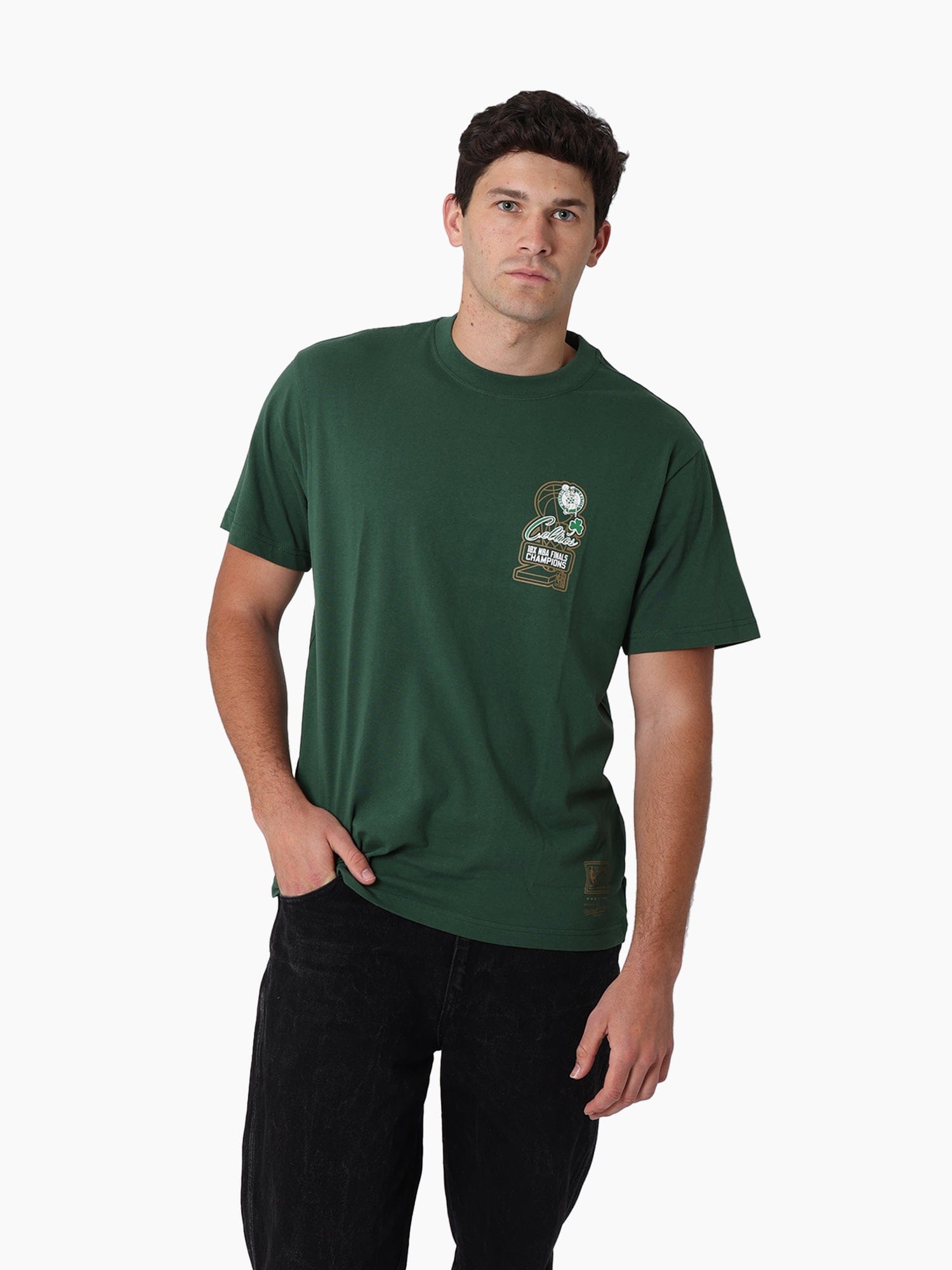 Mitchell And Ness T-Shirts Boston Celtics Mitchell & Ness NBA Champs History Vintage T-Shirt - Green