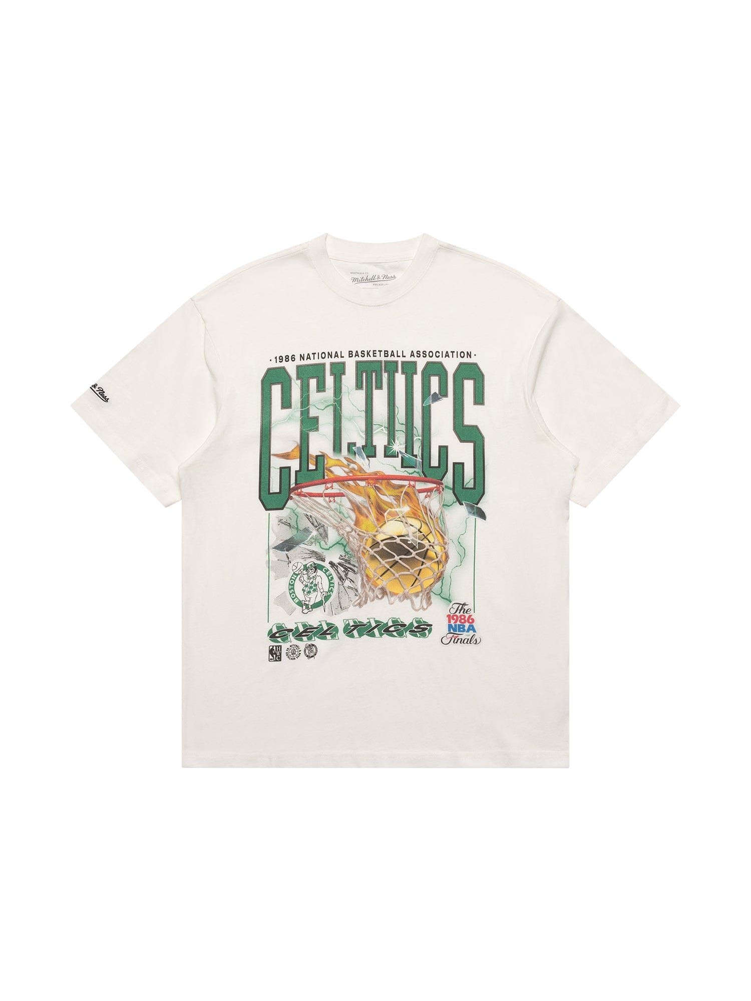 Mitchell And Ness T-Shirts Boston Celtics Mitchell & Ness NBA Flash Vintage T-Shirt - Vintage White