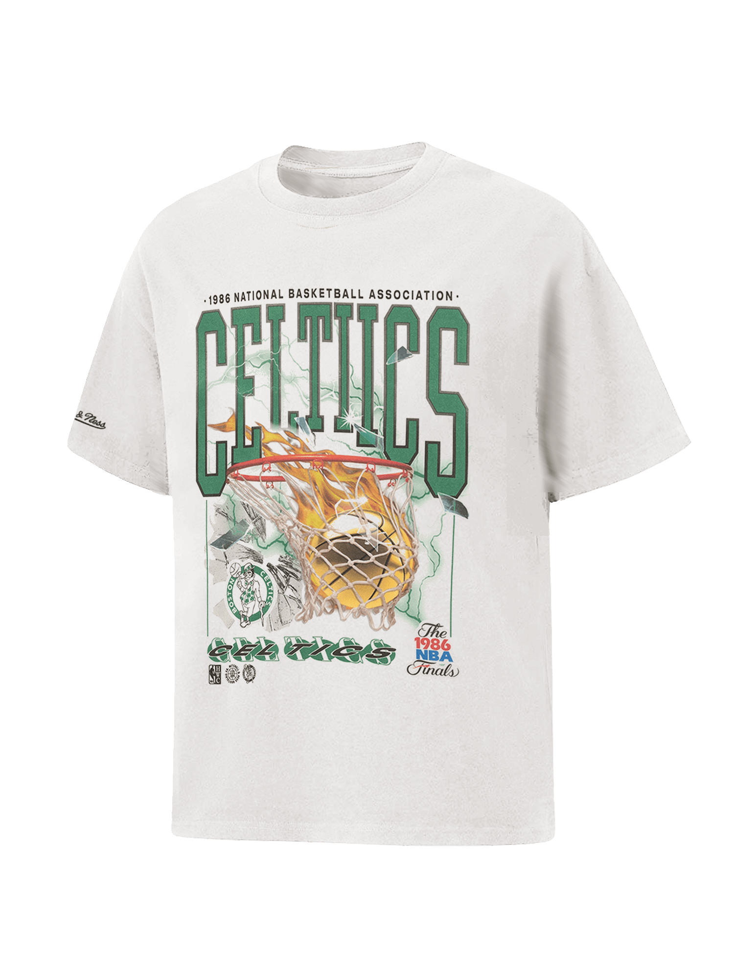 Mitchell And Ness T-Shirts Boston Celtics Mitchell & Ness NBA Flash Vintage T-Shirt - Vintage White