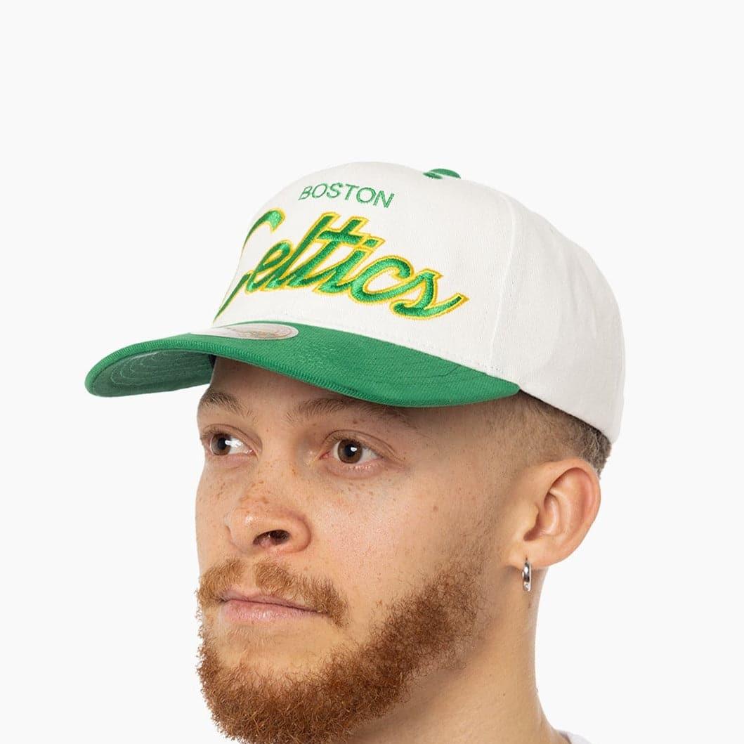 Mitchell And Ness Caps Boston Celtics Mitchell & Ness NBA HWC Script Deadstock Snapback Hat - Off White