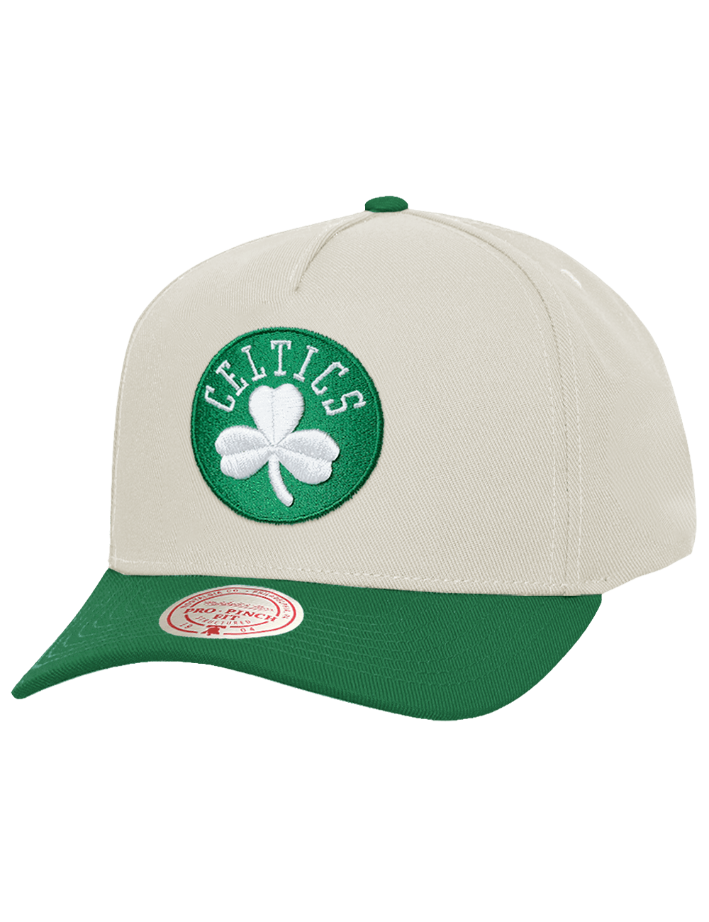 Mitchell And Ness Caps Boston Celtics Mitchell & Ness NBA Team 2T Pro Pinch Snapback Hat - Cream