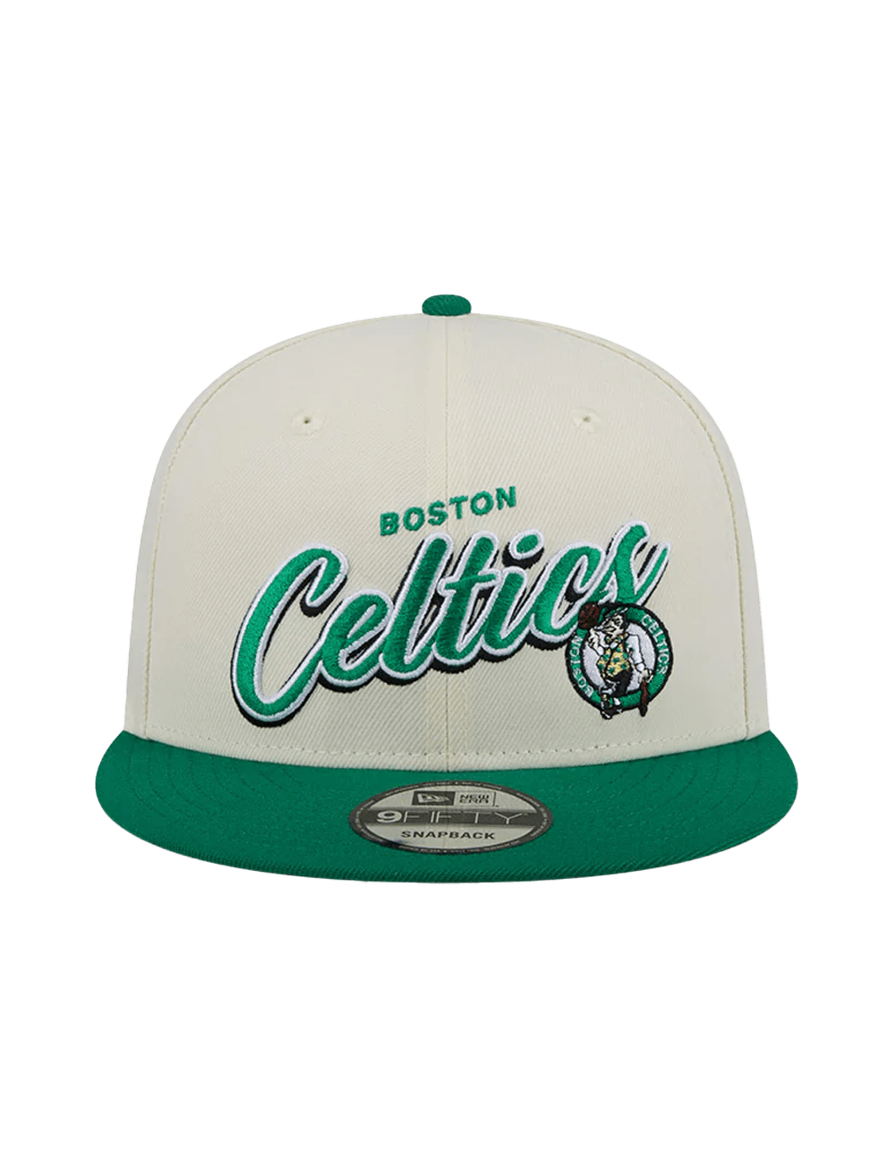New Era Caps Boston Celtics New Era NBA 2 Tone Script 9FIFTY Snapback Hat - Chrome White