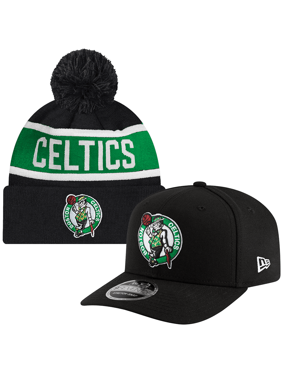 US Sports HQ Bundles Boston Celtics New Era NBA Beanie & Snapback Hat Bundle