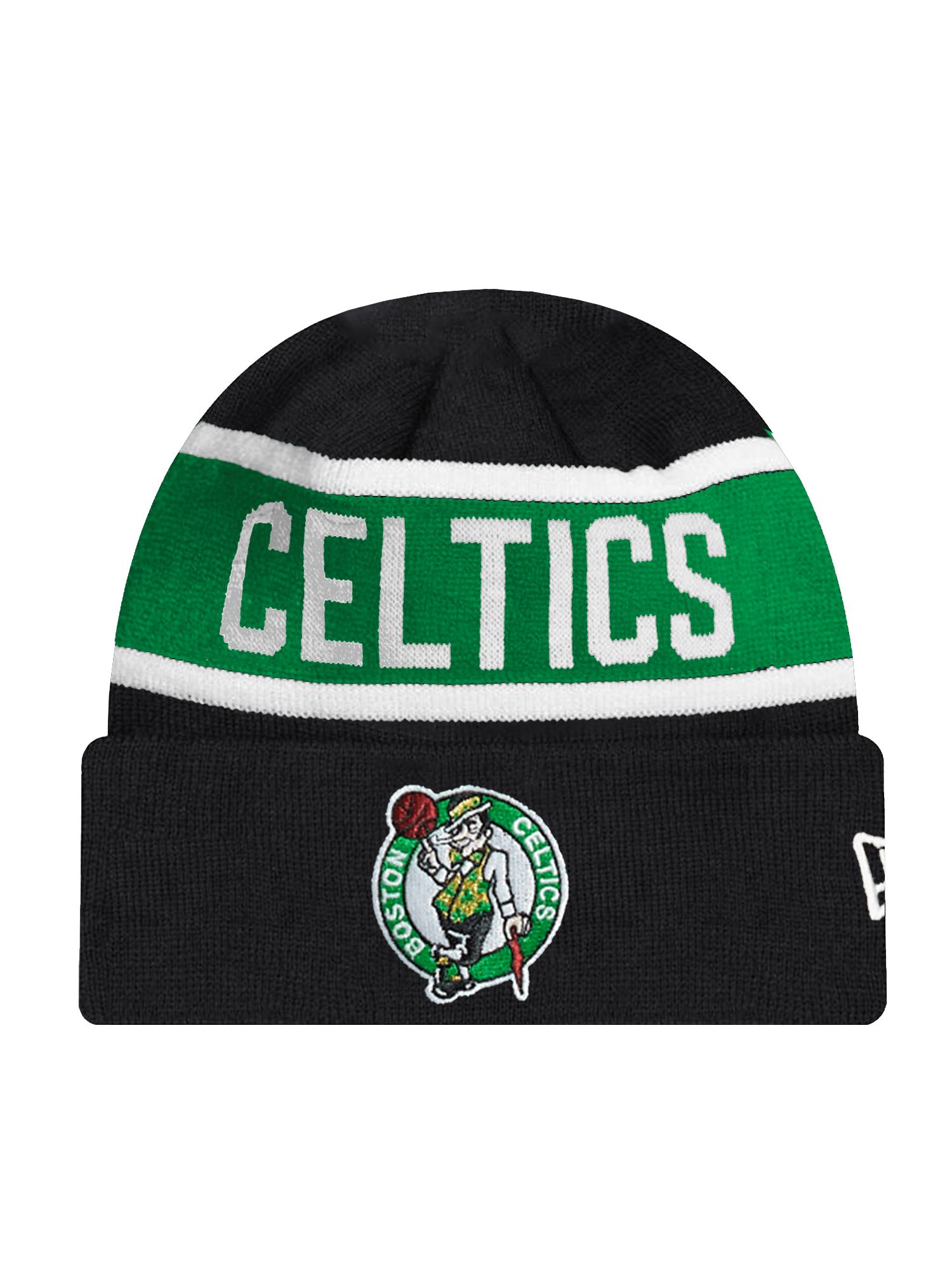 New Era Beanies Boston Celtics New Era NBA Spell Out Pomless Knit Beanie - Black