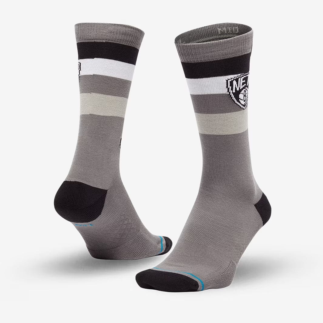 Stance Socks Large (9-12 US) Brooklyn Nets Stance NBA Stripe Crew Socks - Grey