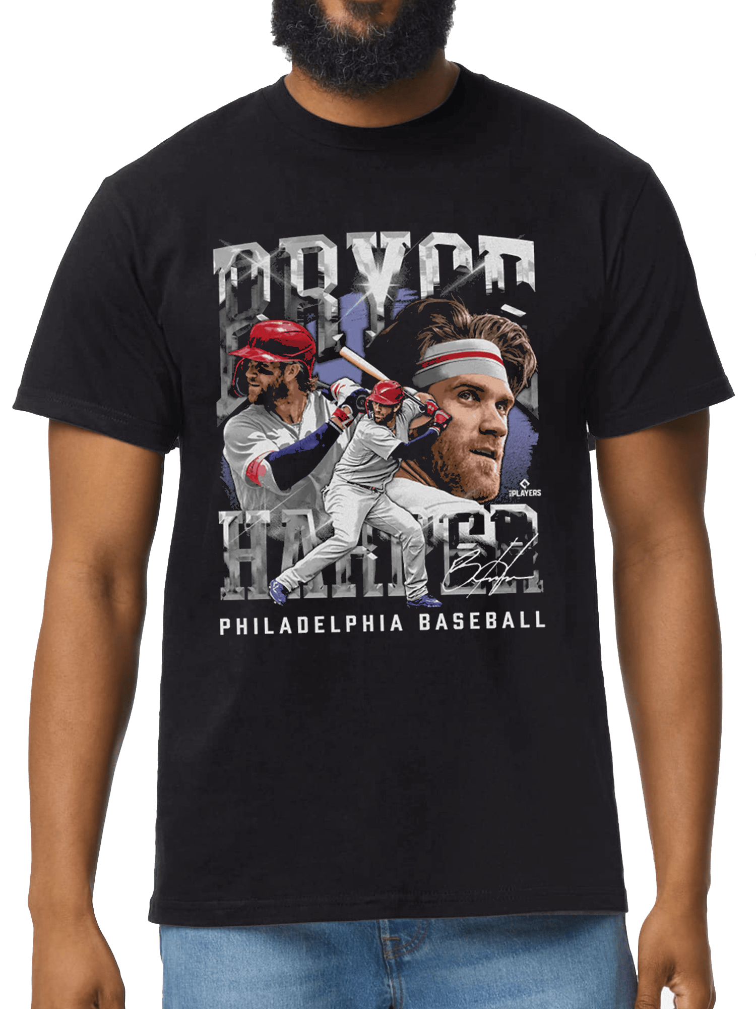 500 Level T-Shirts Bryce Harper Philadelphia Phillies 500 Level MLB Homage Heavyweight T-Shirt - Vintage Black