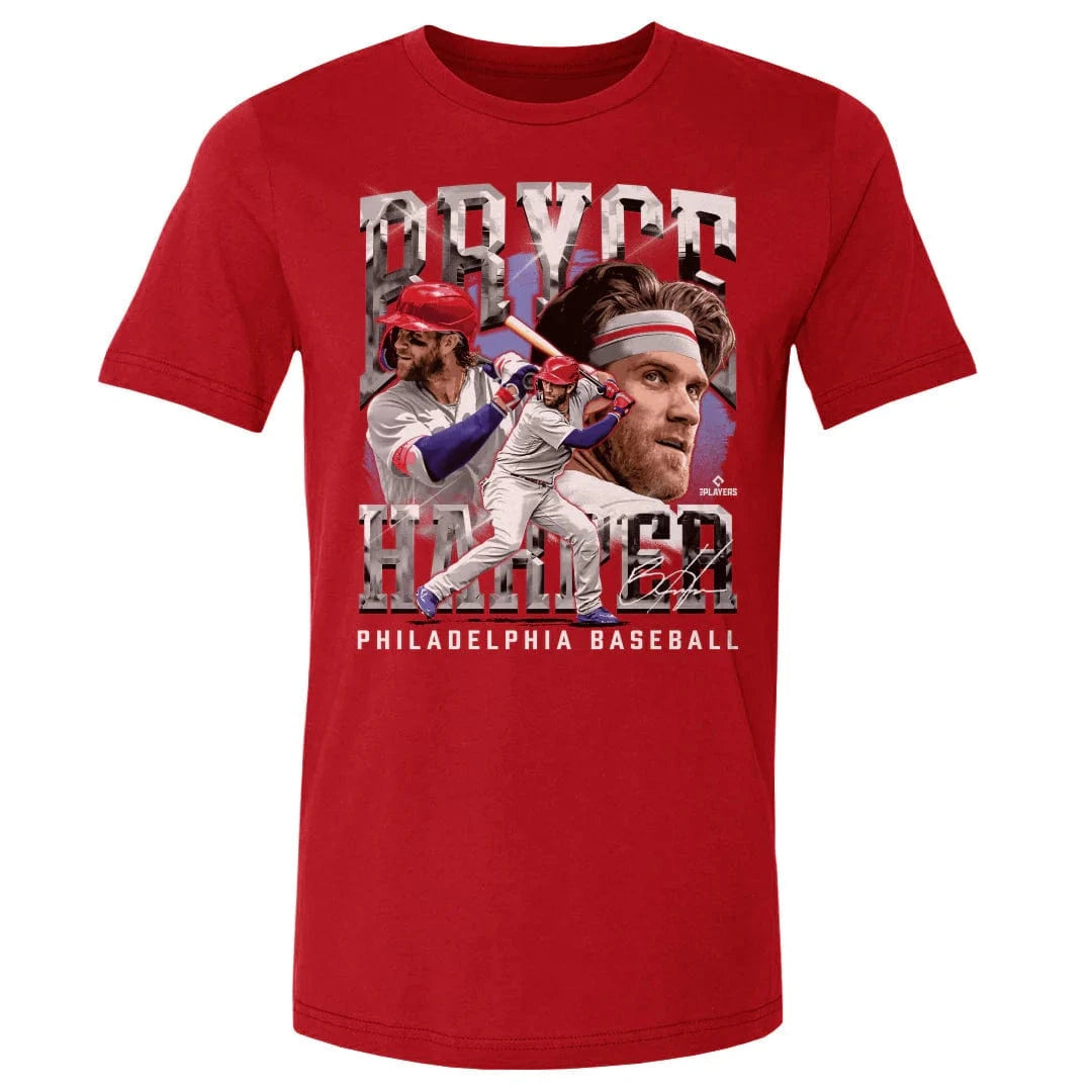 500 Level T-Shirts Bryce Harper Philadelphia Phillies 500 Level MLB Vintage Player T-Shirt - Red