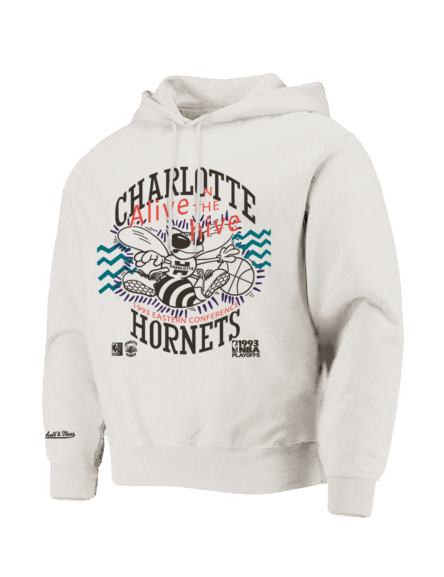Mitchell And Ness Jumpers Charlotte Hornets Mitchell & Ness NBA Accolades Vintage Hoodie Jumper - Vintage White