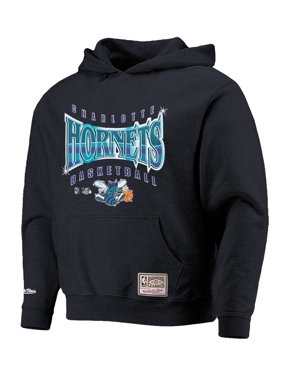 Mitchell And Ness Jumpers Charlotte Hornets Mitchell & Ness NBA Glow Up Vintage Hoodie Jumper - Faded Black