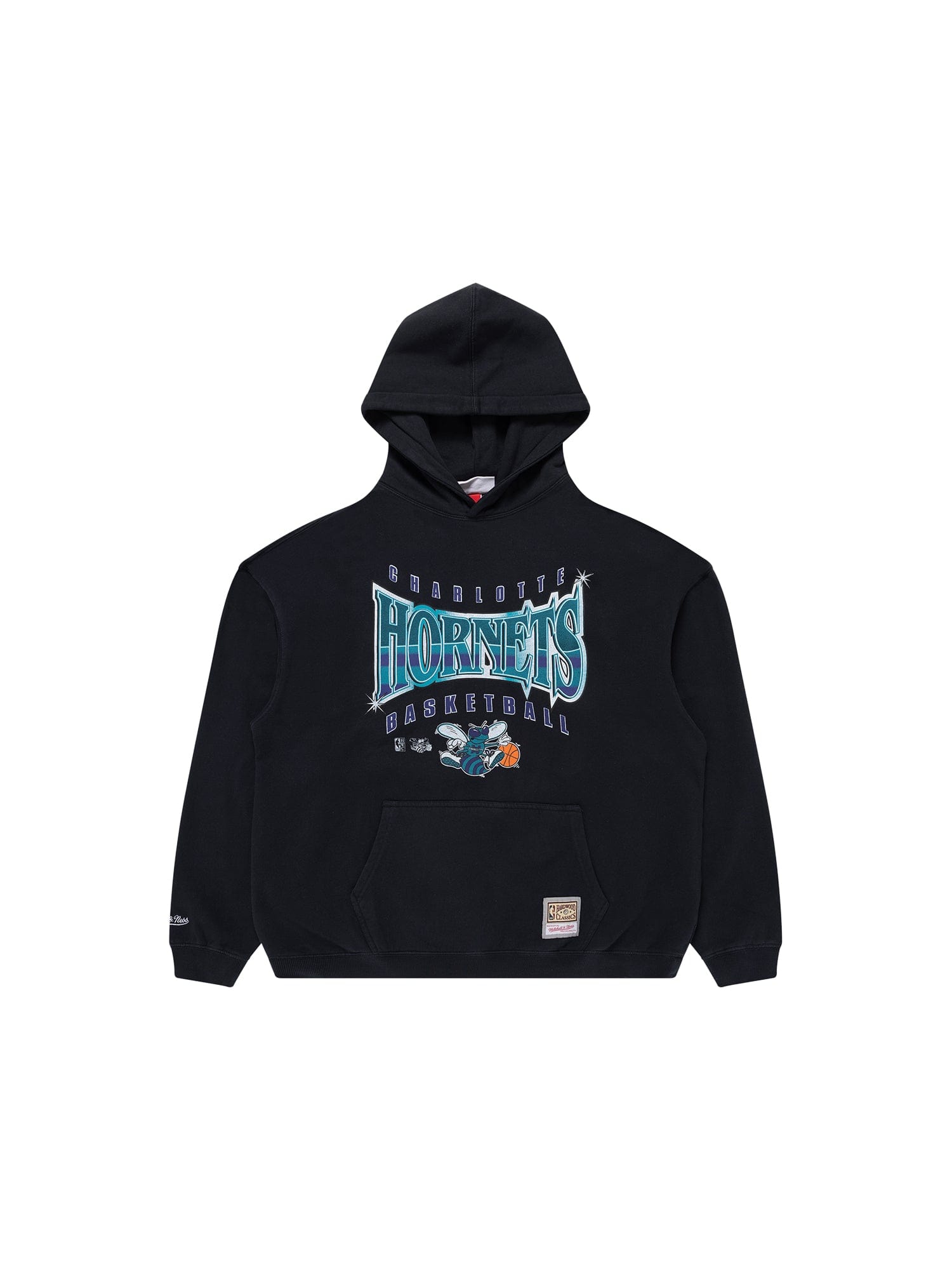 Mitchell And Ness Jumpers Charlotte Hornets Mitchell & Ness NBA Glow Up Vintage Hoodie Jumper - Faded Black