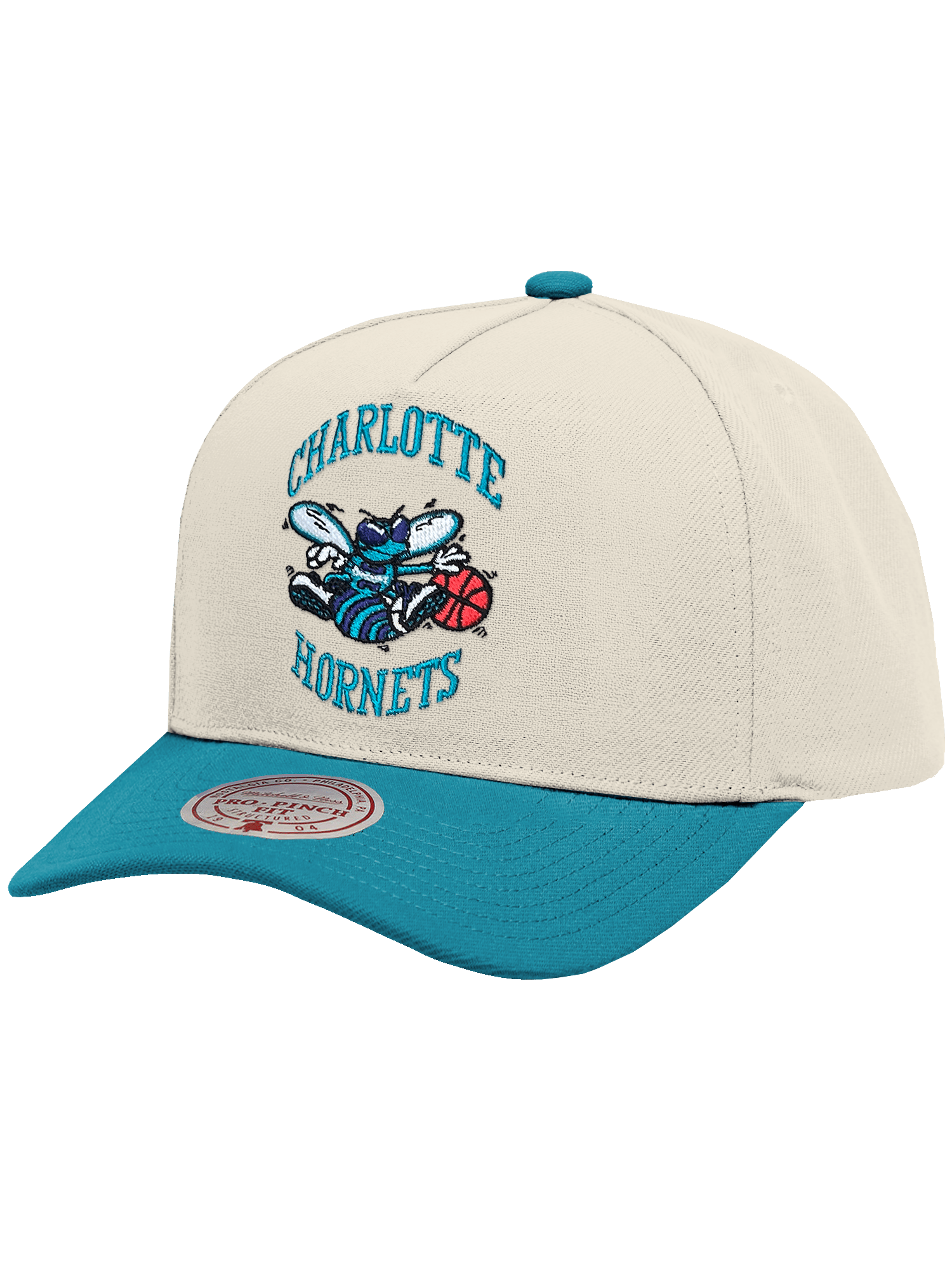 Mitchell And Ness Caps Charlotte Hornets Mitchell & Ness NBA HWC 2T Pro Pinch Snapback Hat - Cream