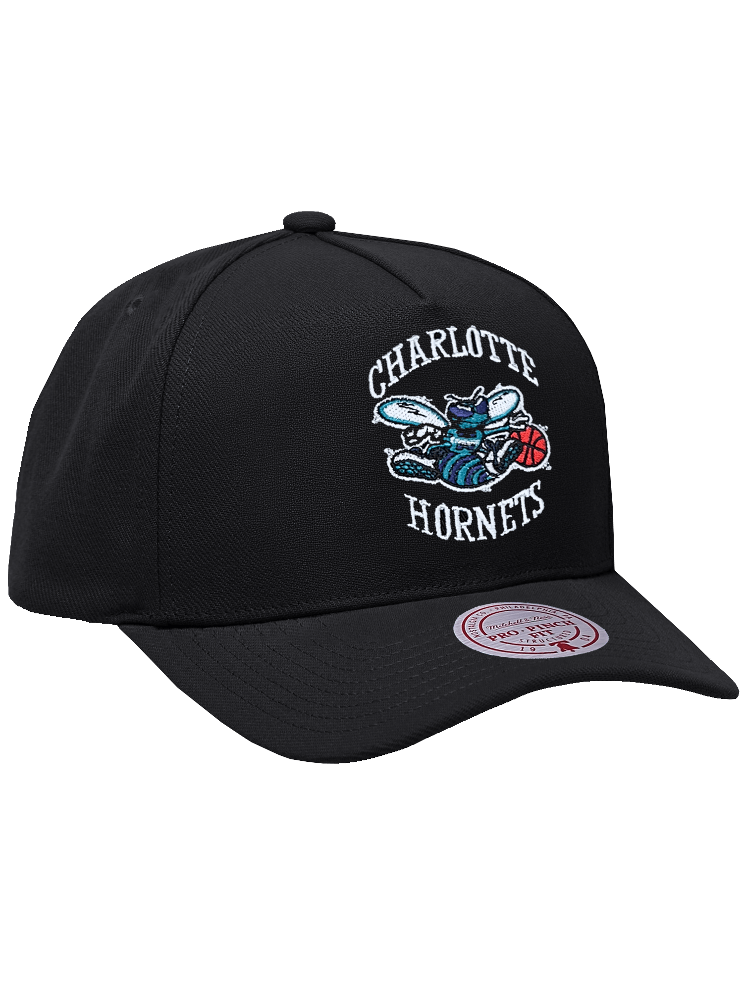 Mitchell And Ness Caps Charlotte Hornets Mitchell & Ness NBA HWC Pro Pinch Snapback Hat - Black