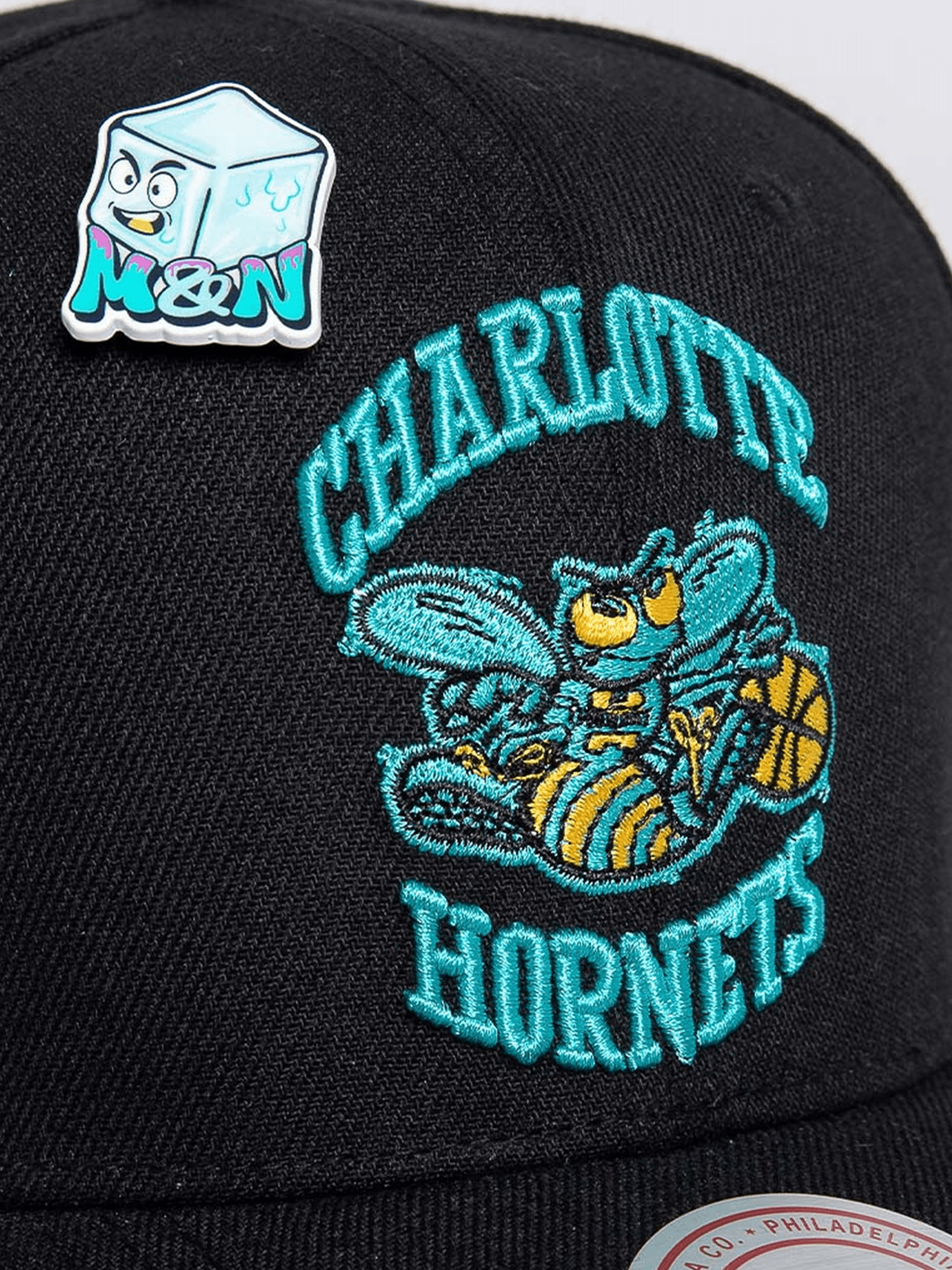 Mitchell And Ness Caps Charlotte Hornets Mitchell & Ness NBA Ice Cold Pro Crown Snapback Hat - Black