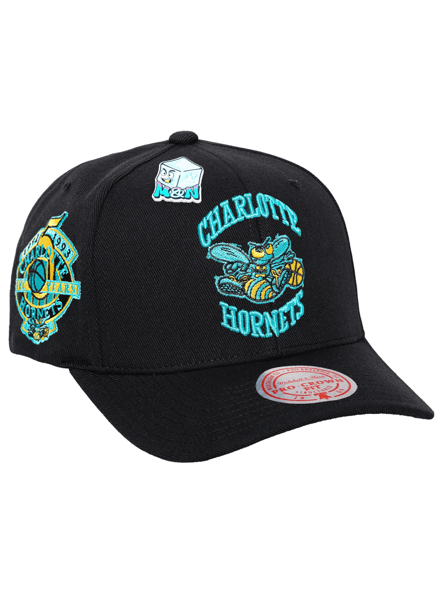 Mitchell And Ness Caps Charlotte Hornets Mitchell & Ness NBA Ice Cold Pro Crown Snapback Hat - Black