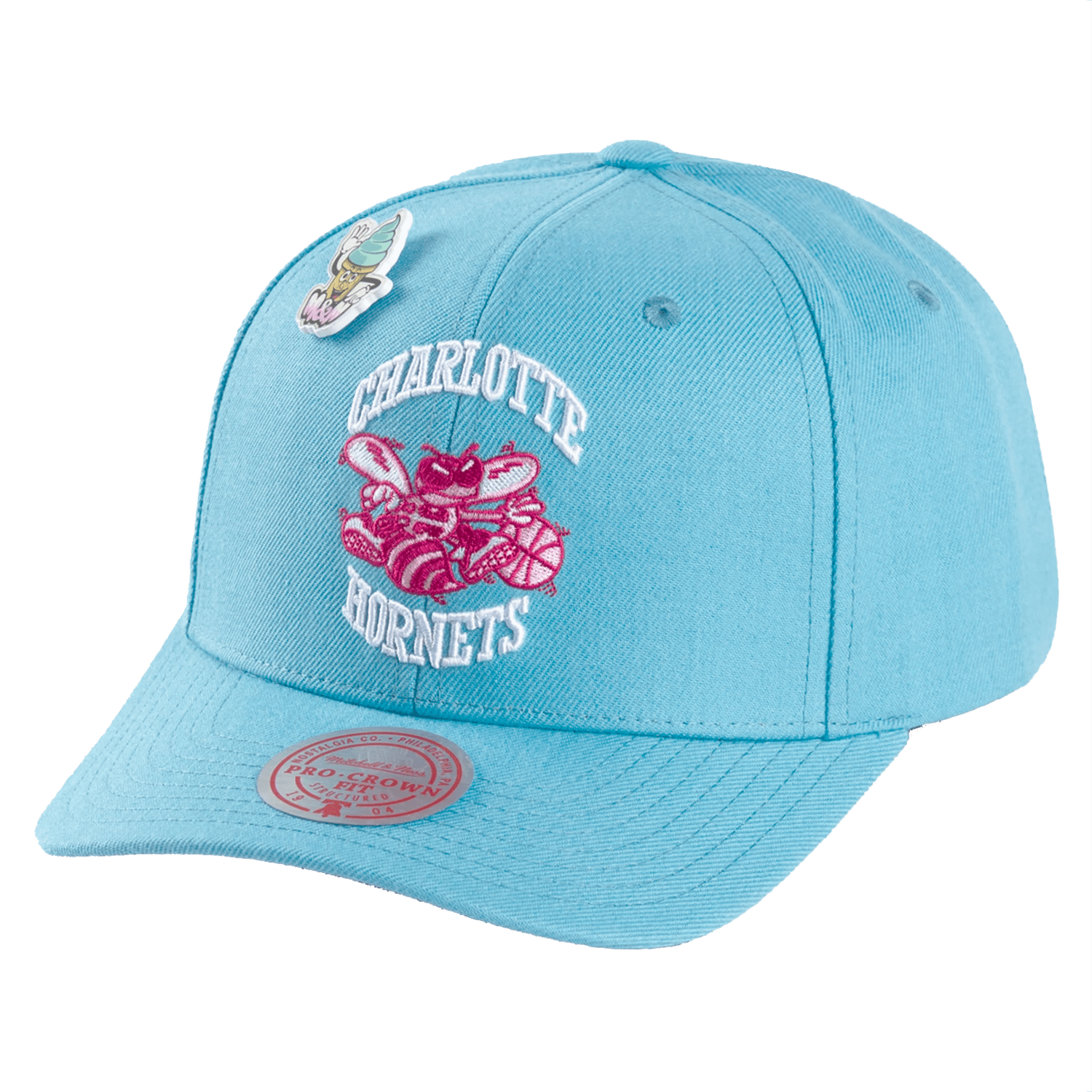 Mitchell And Ness Caps Charlotte Hornets Mitchell & Ness NBA Ice Cream Pro Crown Snapback Hat - Blue