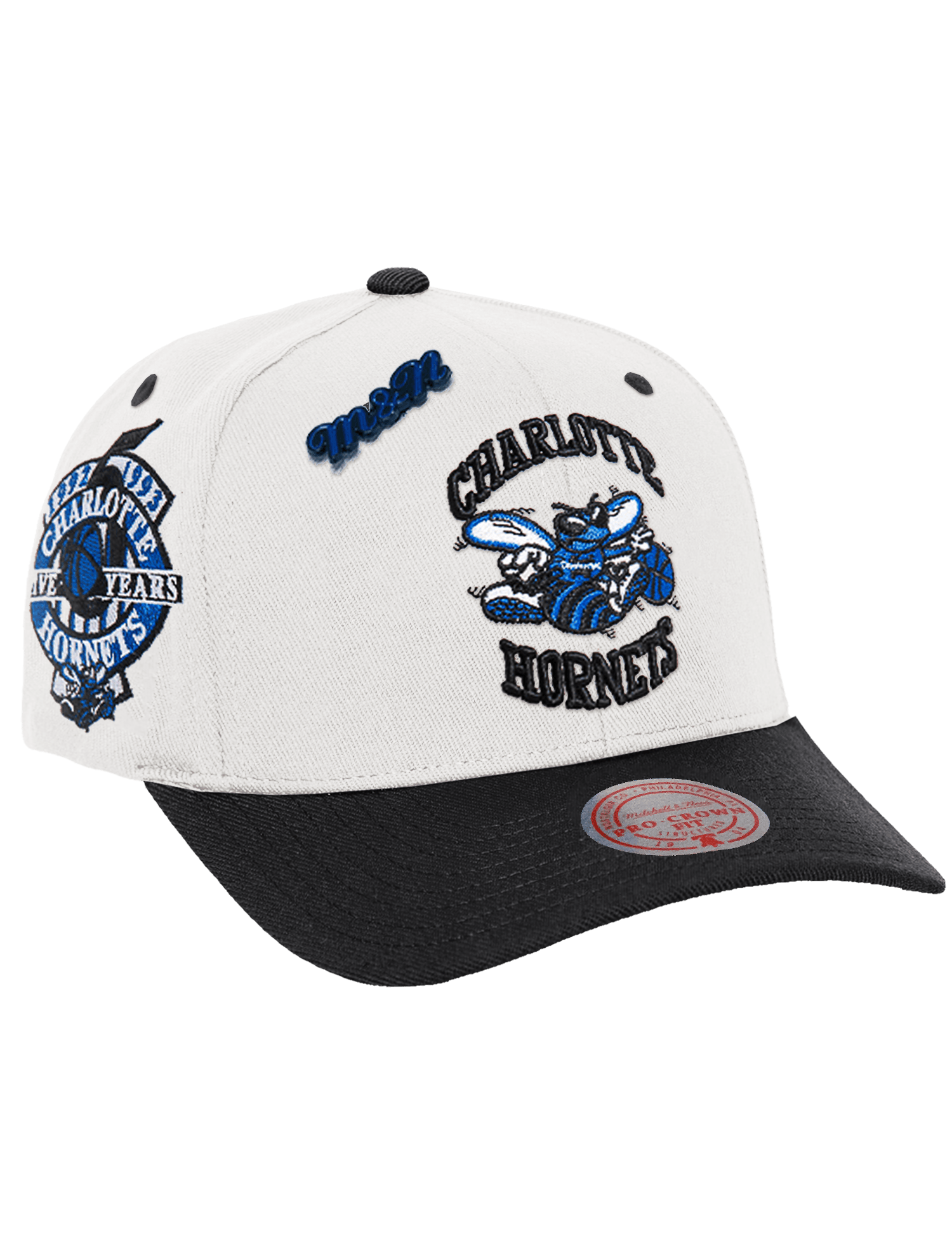 Mitchell And Ness Caps Charlotte Hornets Mitchell & Ness NBA Launch Pro Crown Snapback Hat - Off White