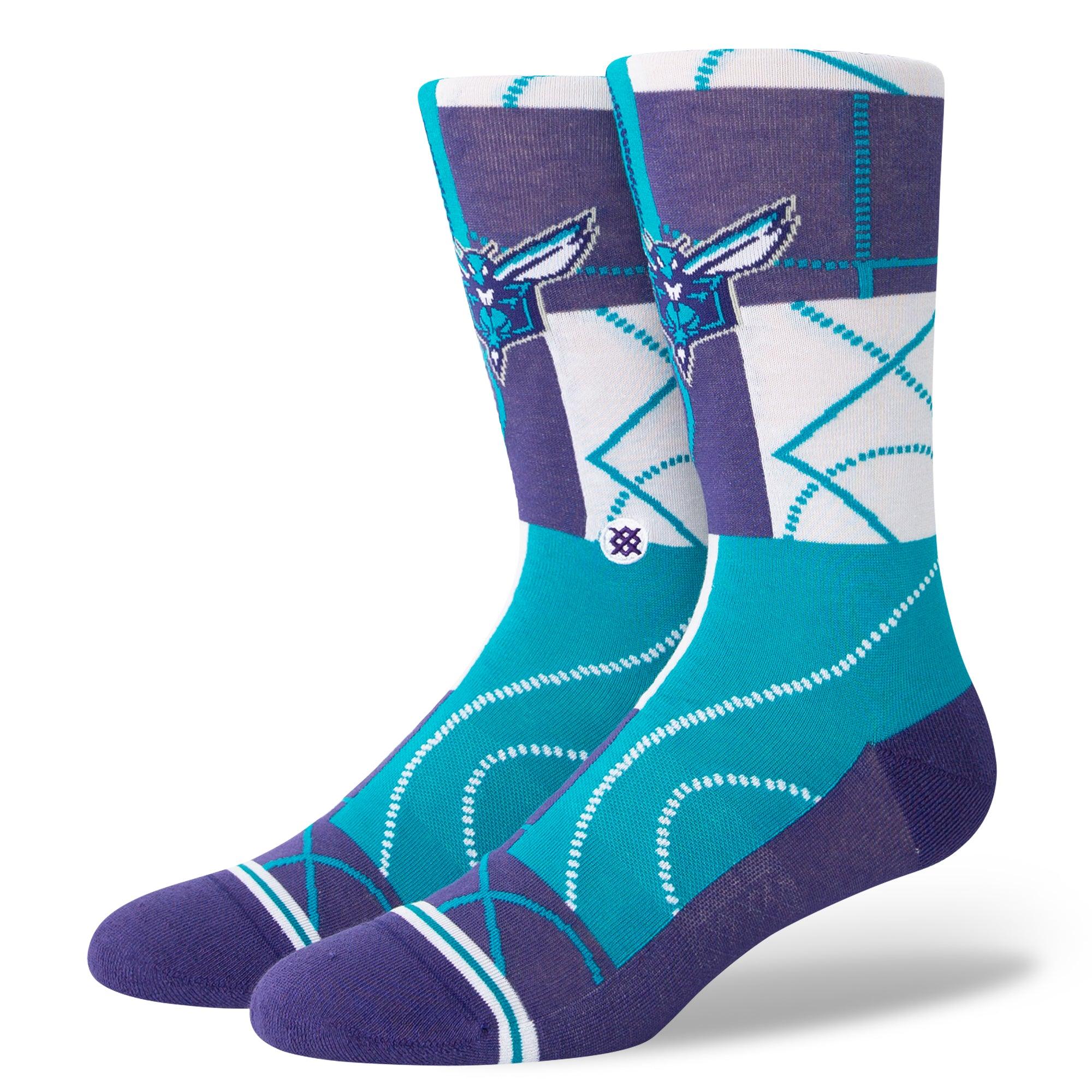 Stance Socks Large (9-12 US) Charlotte Hornets Stance NBA Zone Crew Socks - Purple