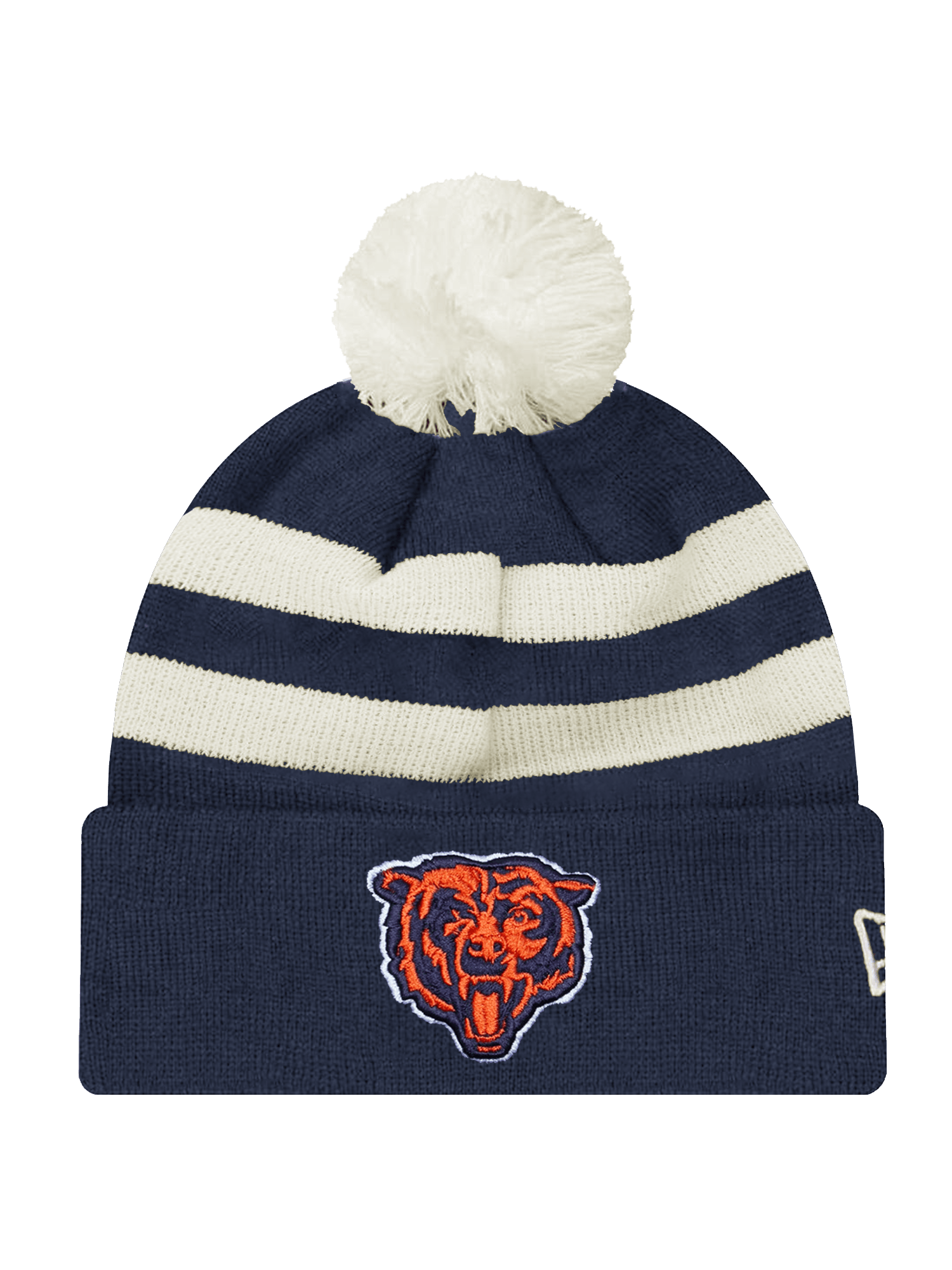 New Era Beanies Chicago Bears New Era NFL Ivory Stripe Pom Knit Beanie - Navy