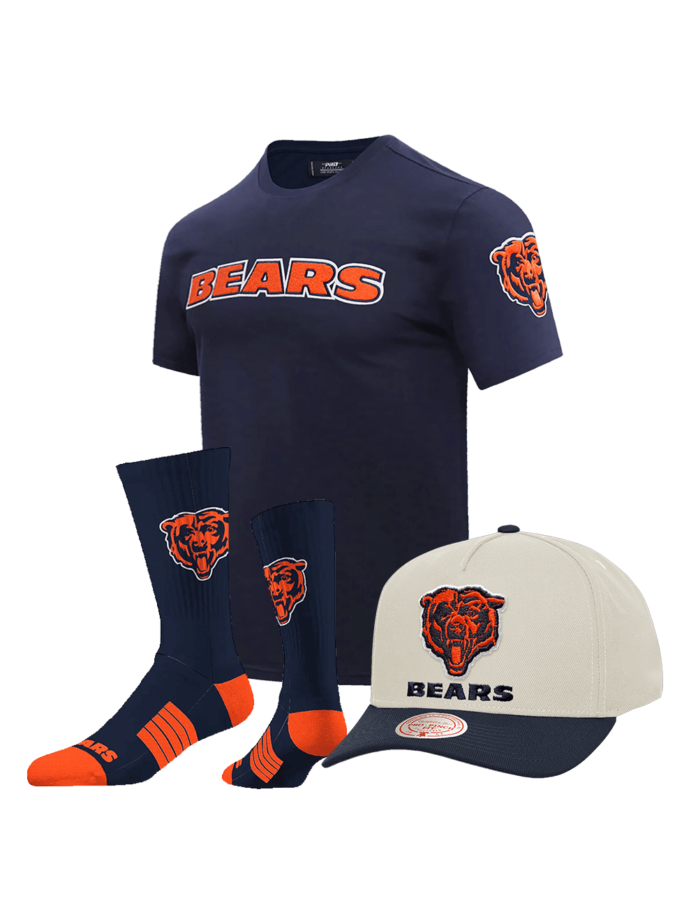 US Sports HQ Bundles Chicago Bears NFL Premium Snapback, T-Shirt & Socks Bundle