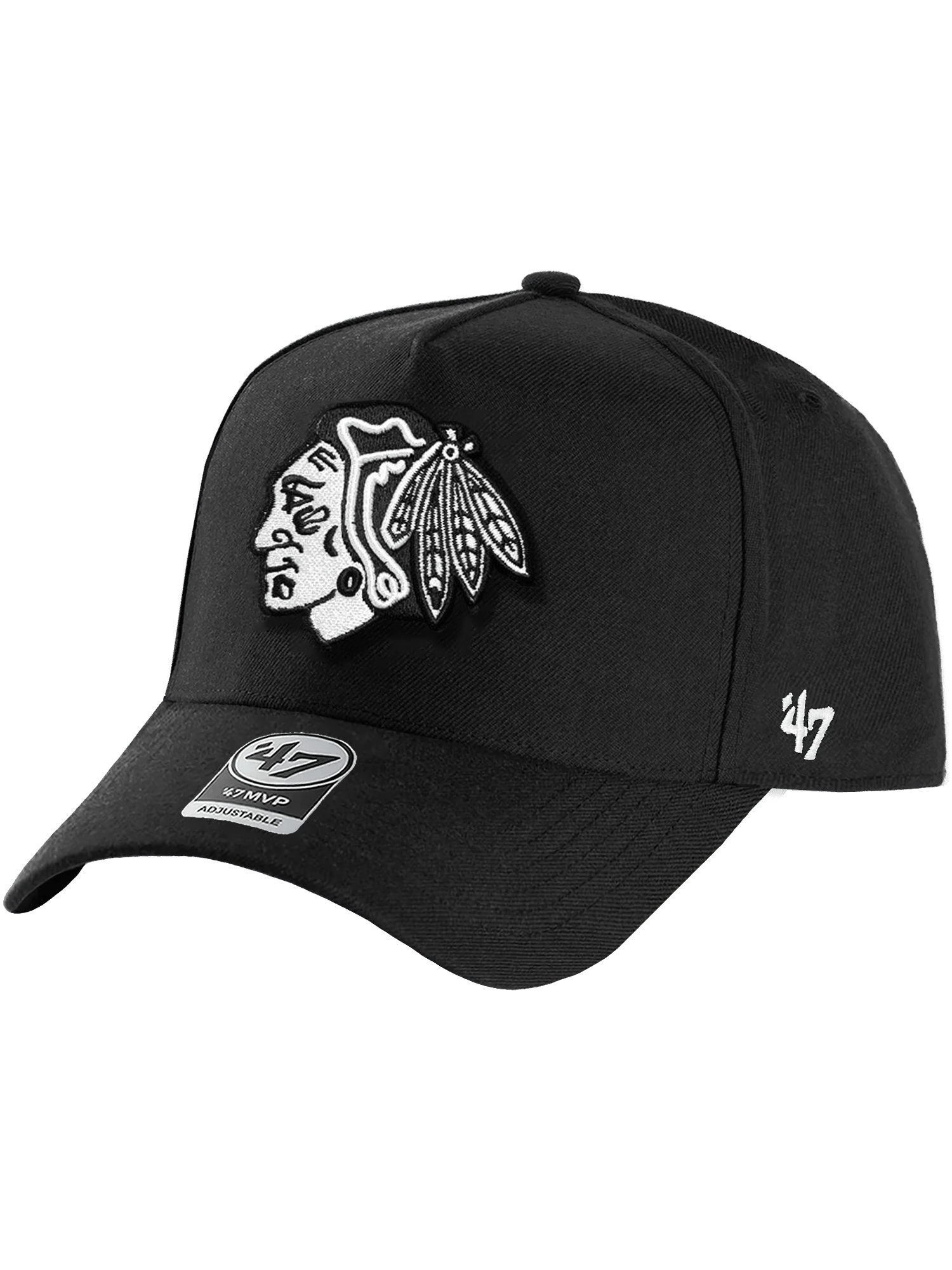 47 Brand Caps Chicago Blackhawks '47 NHL Black White MVP DT Snapback Hat - Black