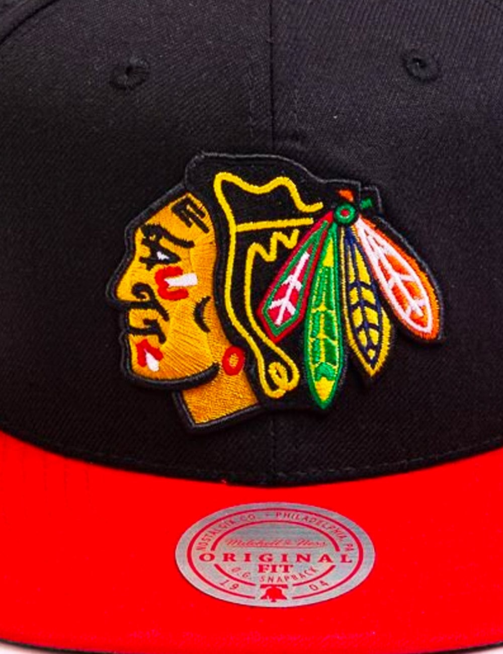 Mitchell And Ness Caps Chicago Blackhawks Mitchell & Ness NHL Team 2 Tone 2.0 OG Snapback Hat - Black