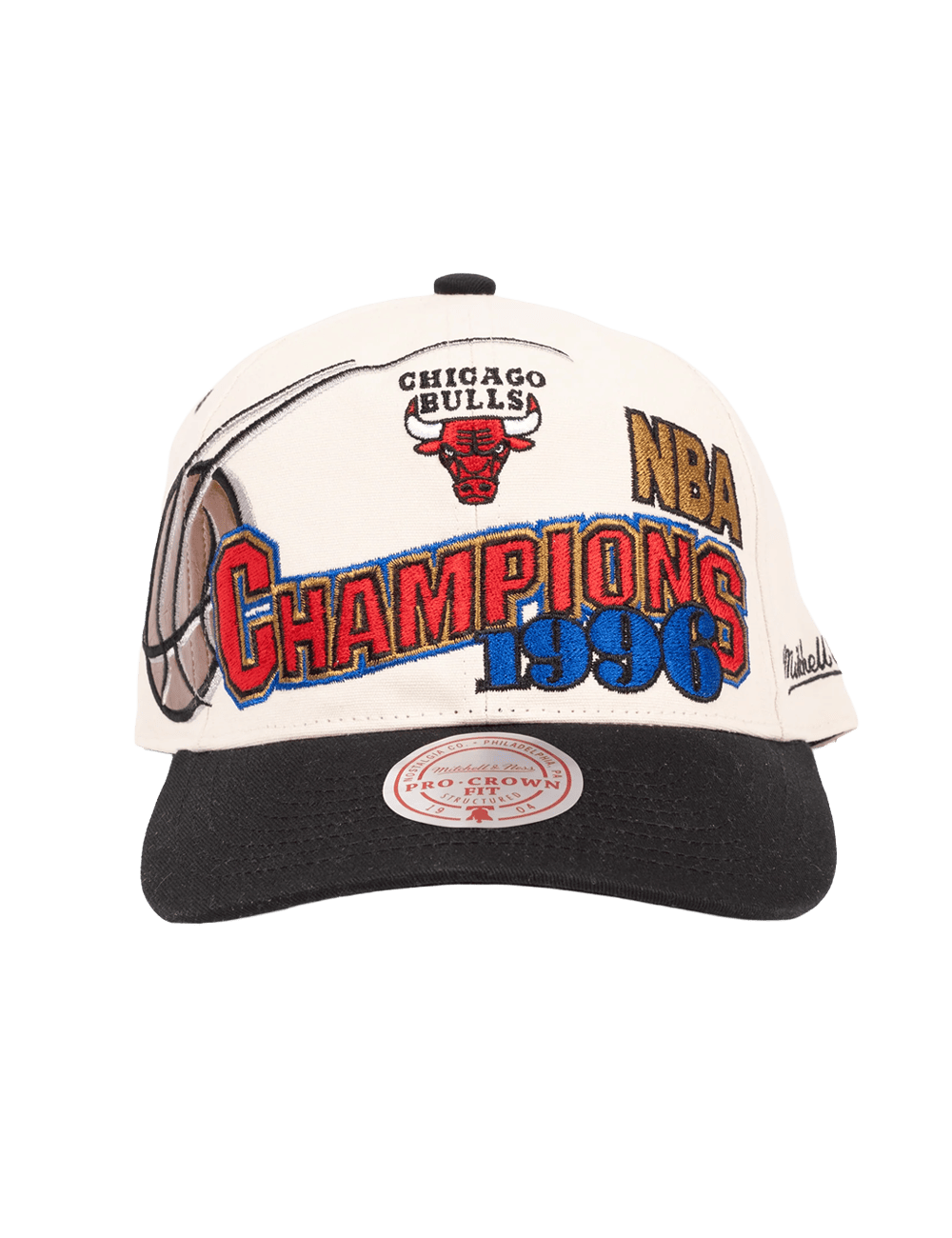Mitchell And Ness Caps OSFM Chicago Bulls Mitchell & Ness NBA 96 Champs Pro Crown Snapback Hat - Cream/Black