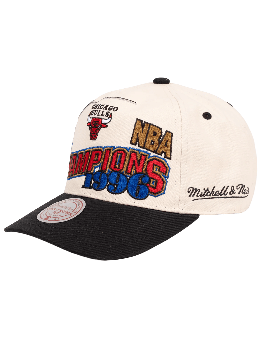 Mitchell And Ness Caps OSFM Chicago Bulls Mitchell & Ness NBA 96 Champs Pro Crown Snapback Hat - Cream/Black