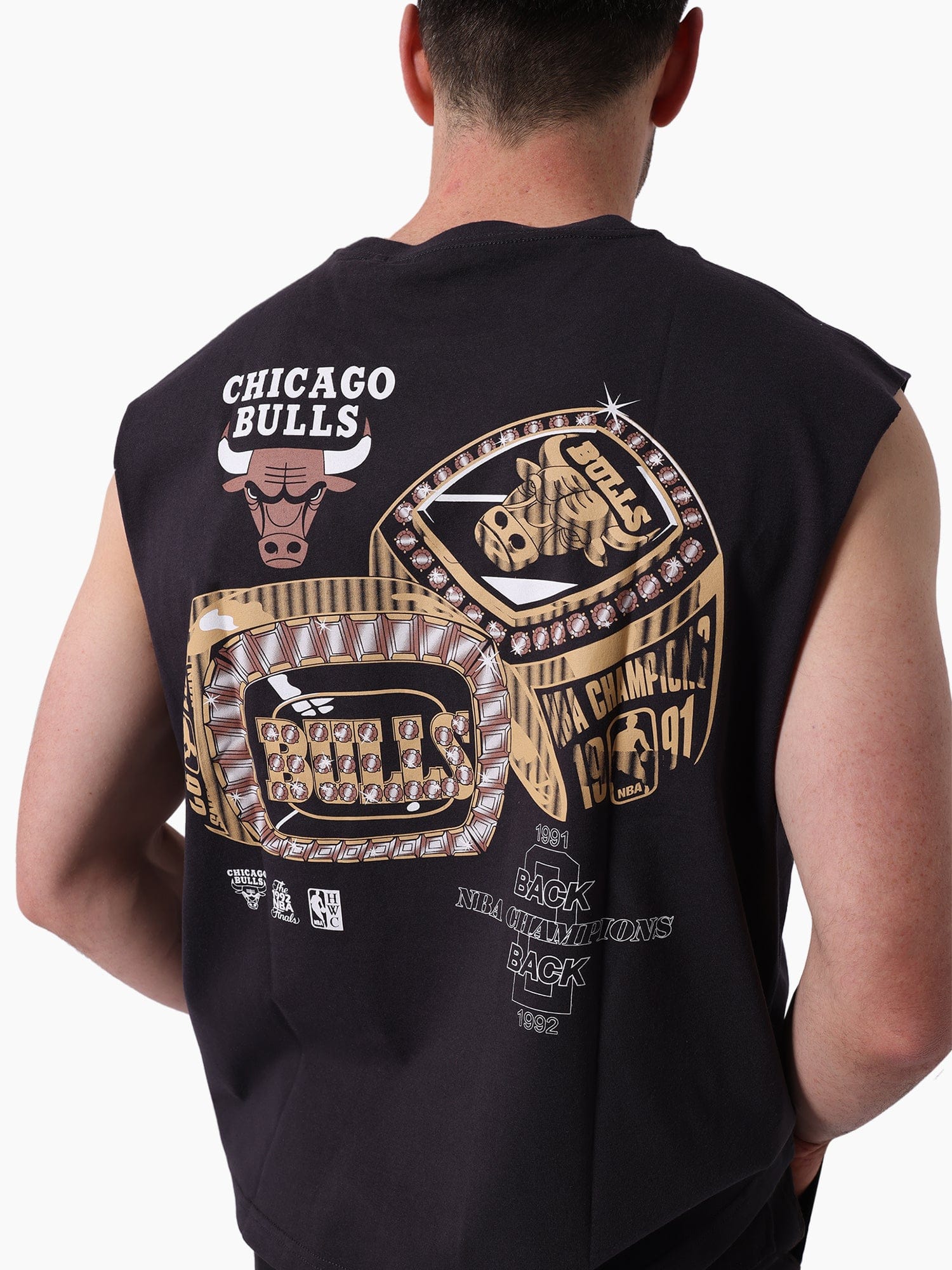 Mitchell And Ness T-Shirts Chicago Bulls Mitchell & Ness NBA Back 2 Back Vintage Muscle T-Shirt - Washed Black