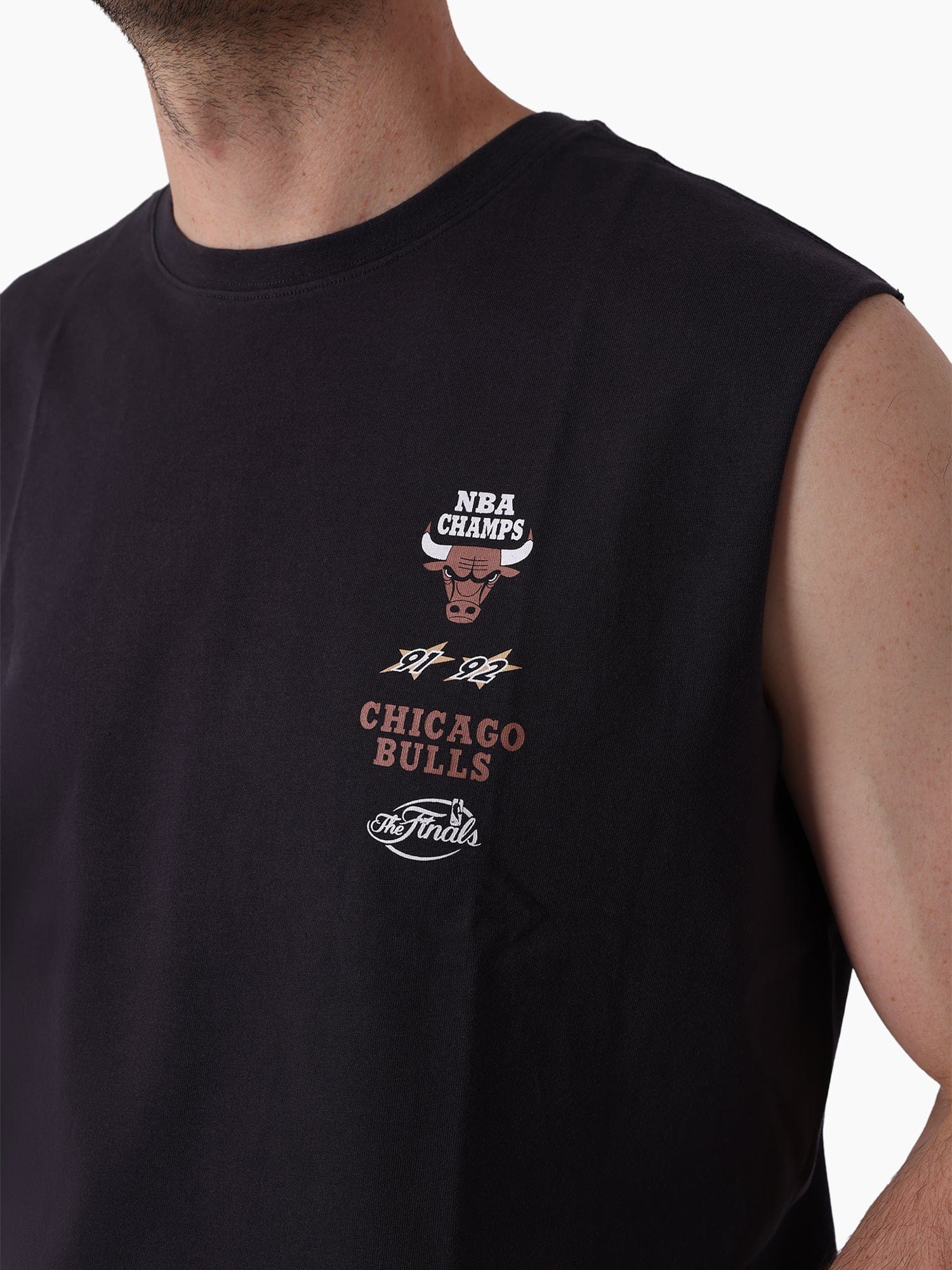 Mitchell And Ness T-Shirts Chicago Bulls Mitchell & Ness NBA Back 2 Back Vintage Muscle T-Shirt - Washed Black