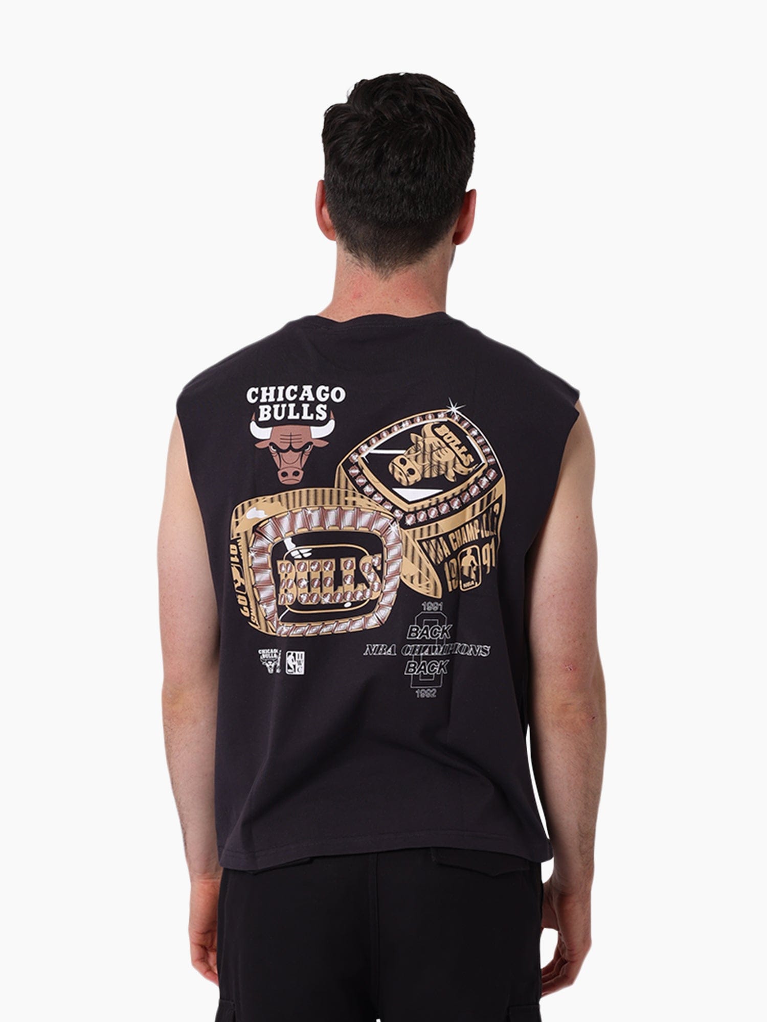 Mitchell And Ness T-Shirts Chicago Bulls Mitchell & Ness NBA Back 2 Back Vintage Muscle T-Shirt - Washed Black