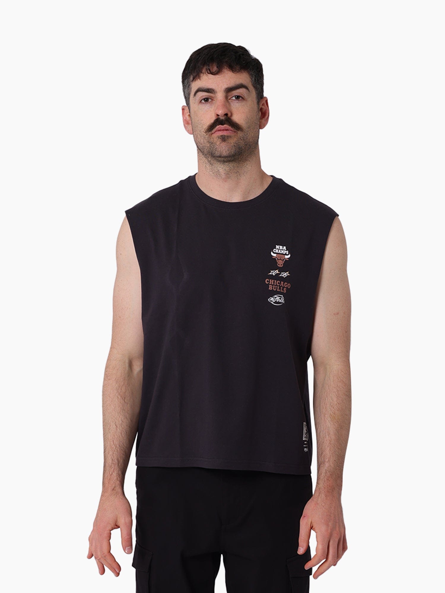 Mitchell And Ness T-Shirts Chicago Bulls Mitchell & Ness NBA Back 2 Back Vintage Muscle T-Shirt - Washed Black