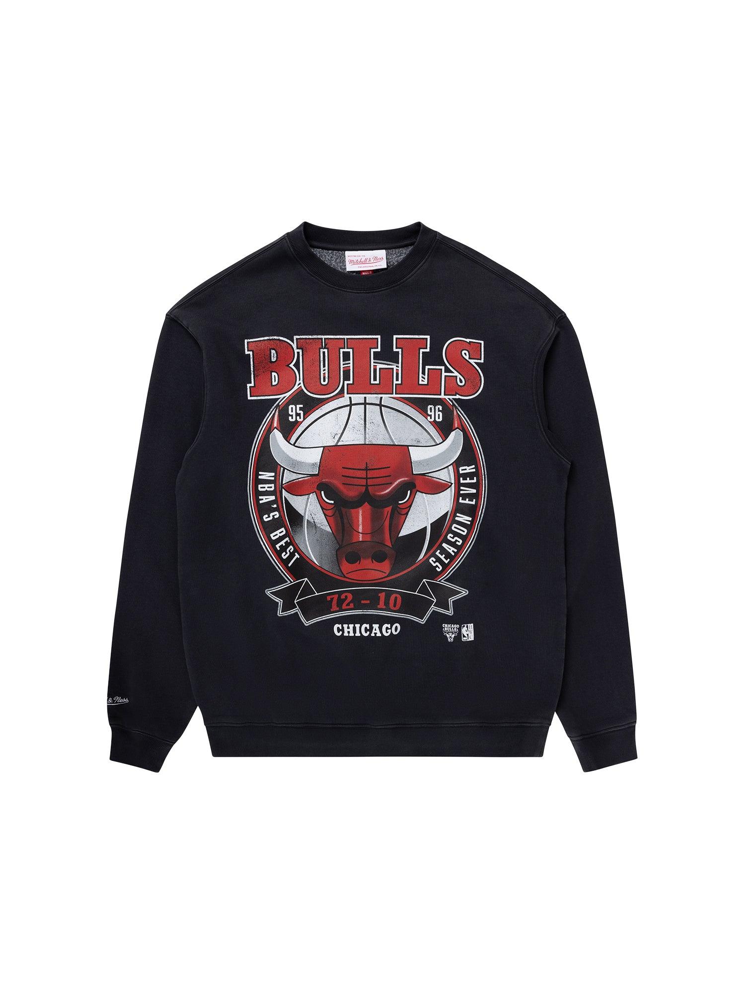 Mitchell And Ness Jumpers Chicago Bulls Mitchell & Ness NBA Best Ever Vintage Crew Jumper - Faded Black