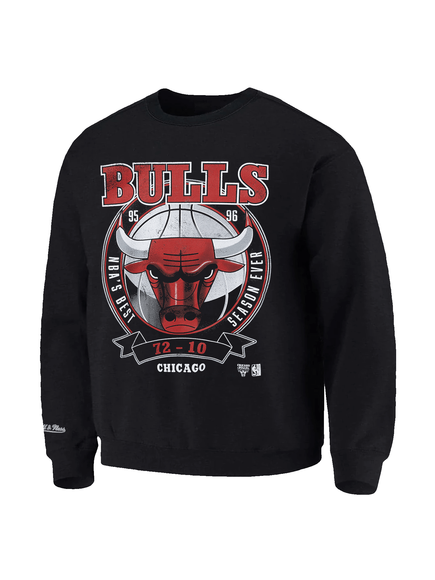 Mitchell And Ness Jumpers Chicago Bulls Mitchell & Ness NBA Best Ever Vintage Crew Jumper - Faded Black